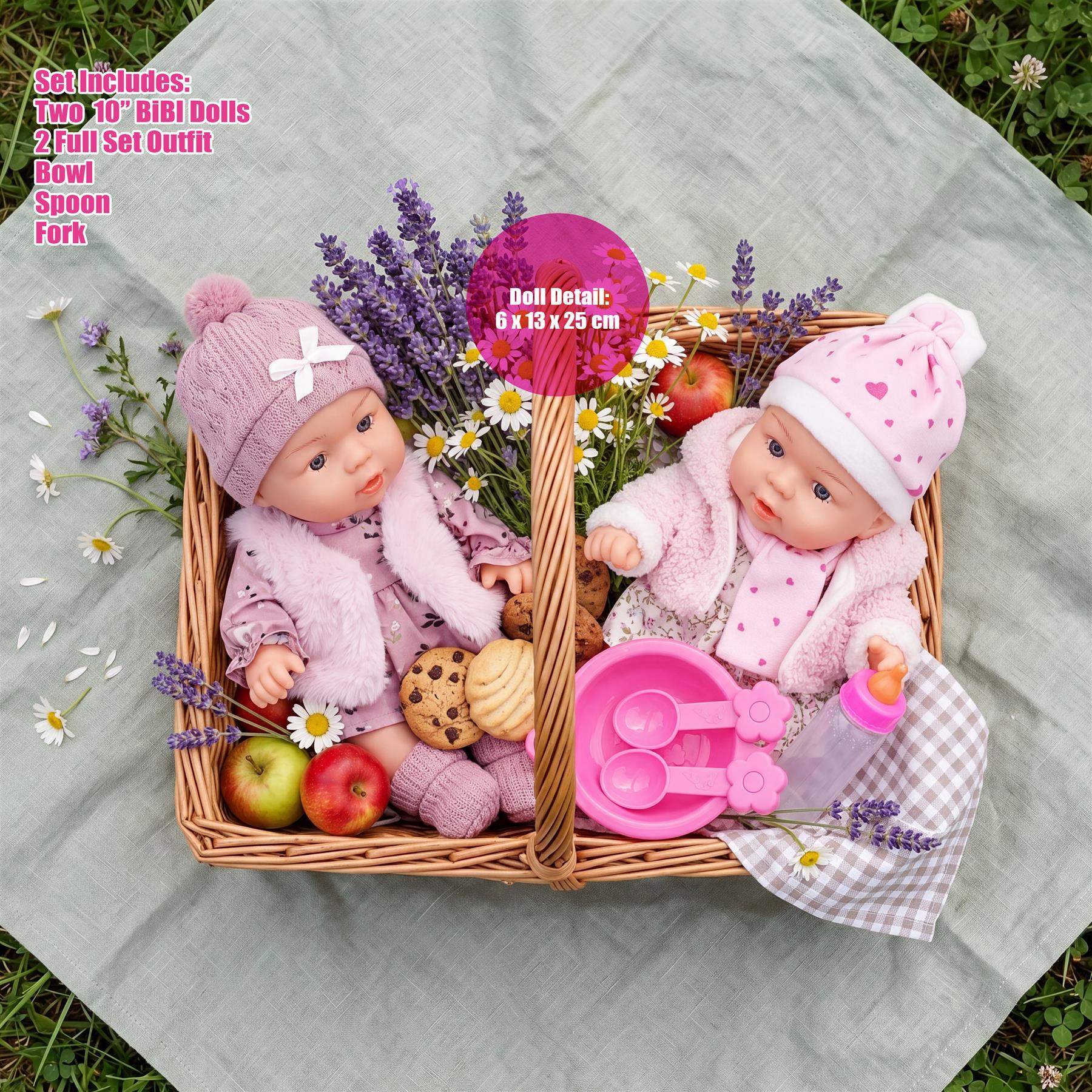 BiBi Twin Baby Dolls "Ella & Emma" (25 cm / 10")