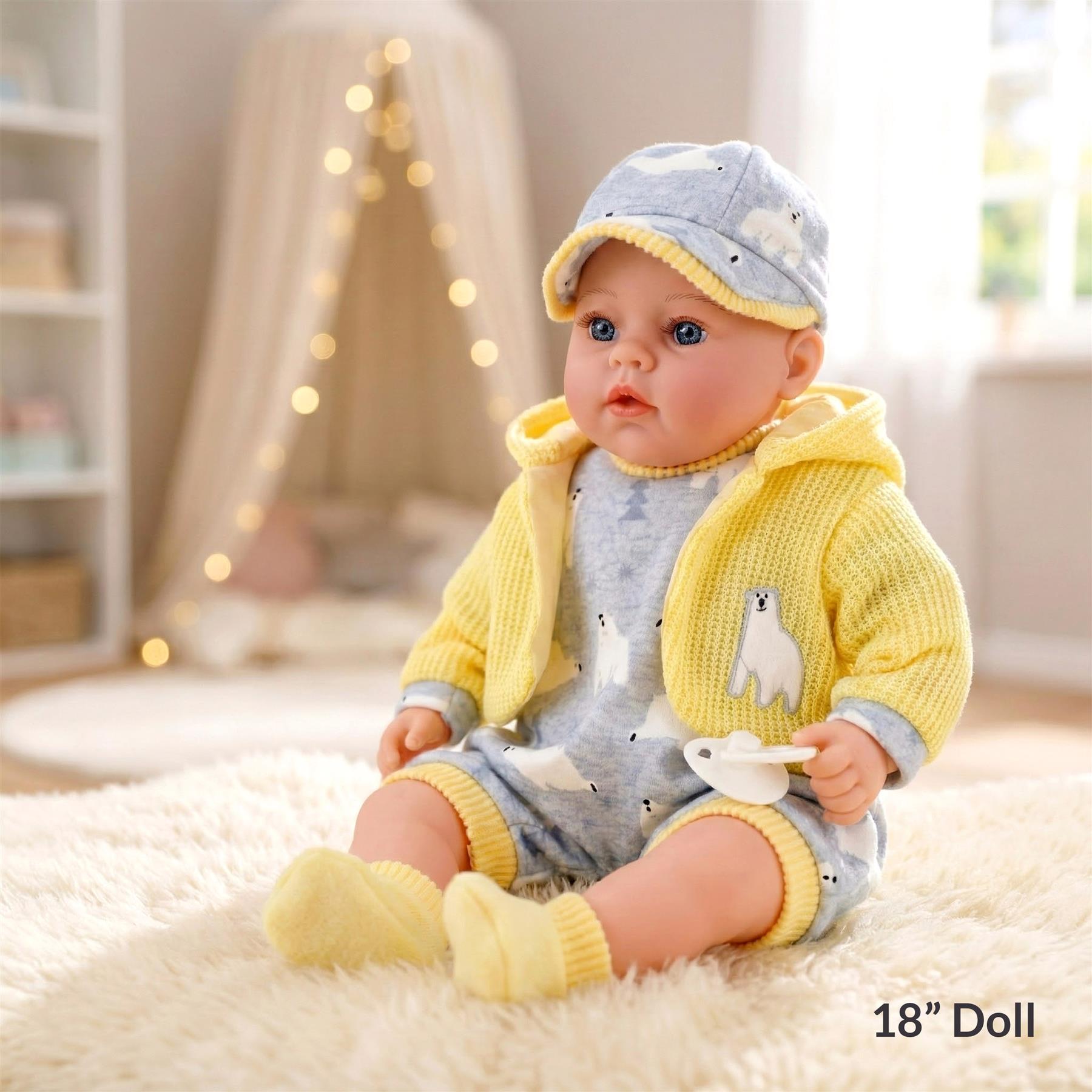 Baby Doll With Dummy & Sounds Yellow