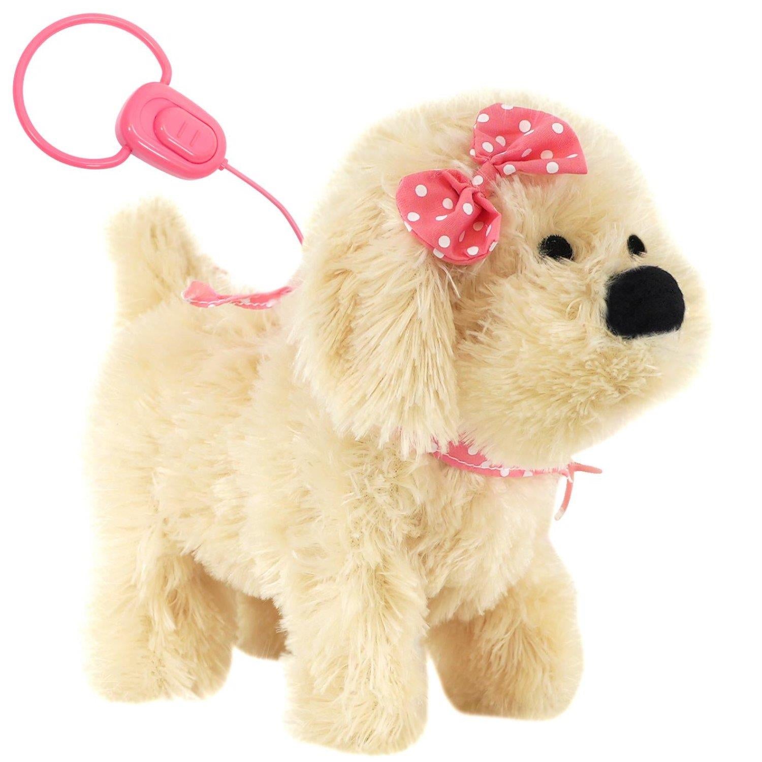 "Soft plush dog toy with walking and talking features, from theMagictoyshop."