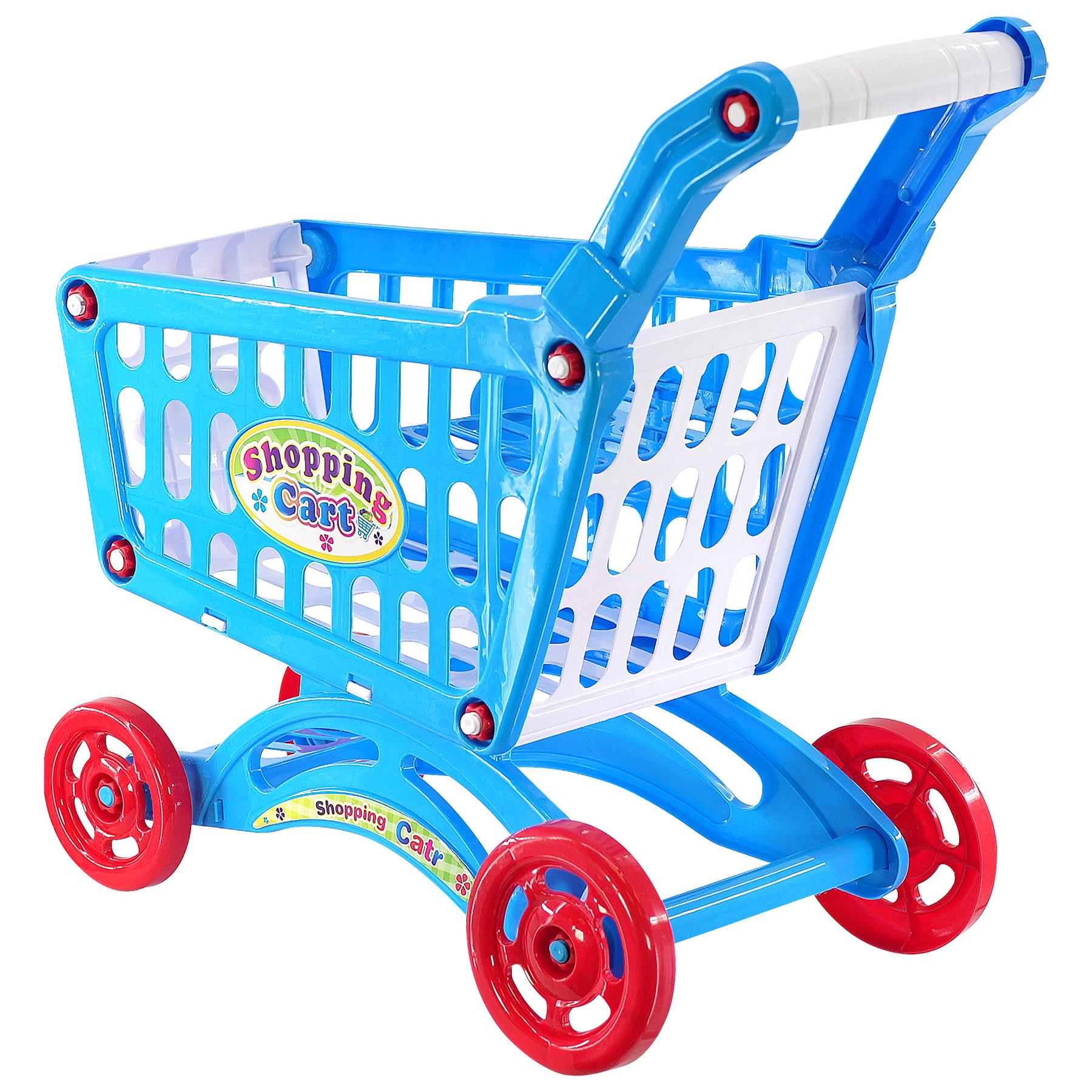 Blue Shopping Trolley Cart Play Food Set