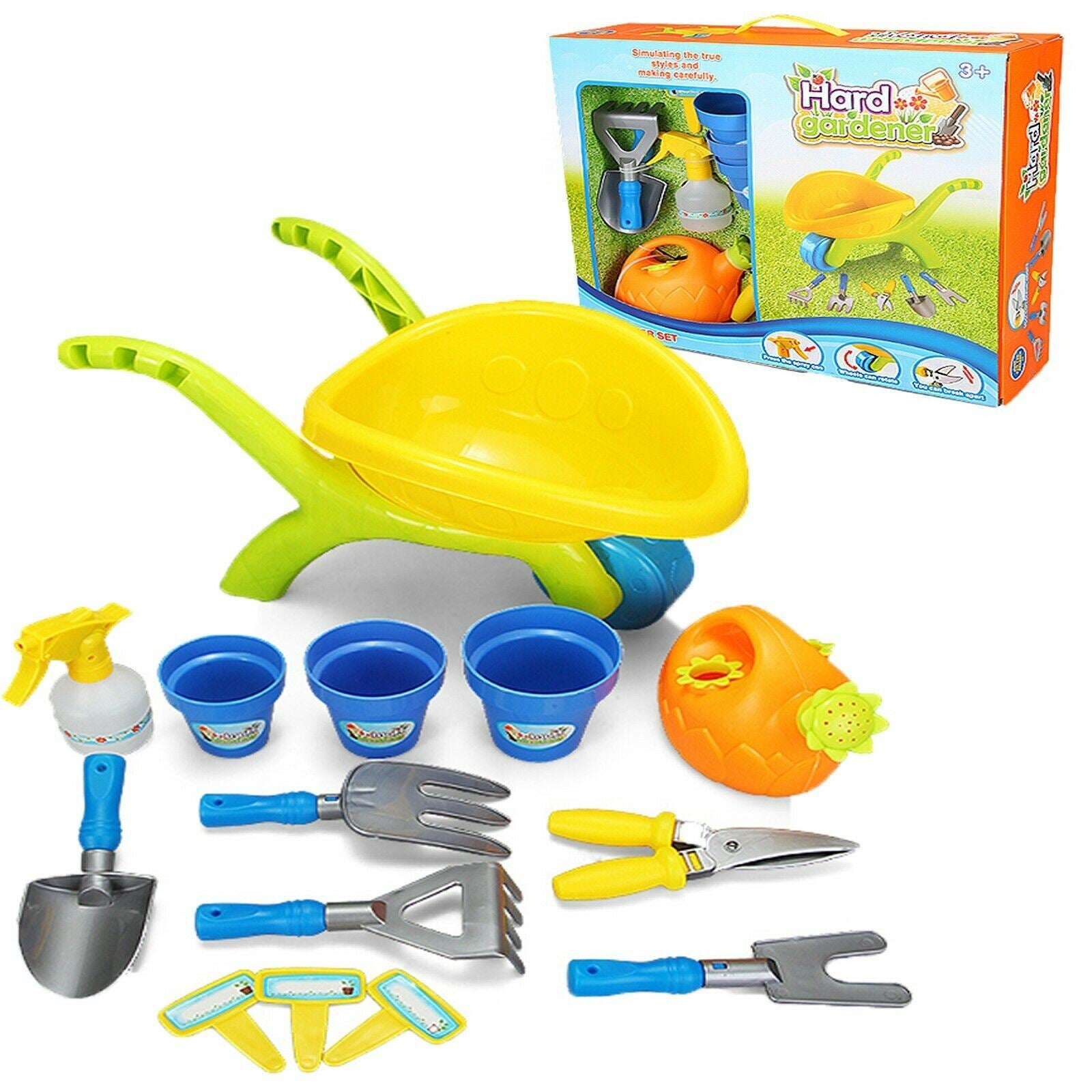 Kids Plastic Garden Wheelbarrow Playset by The Magic Toy Shop - The Magic Toy Shop
