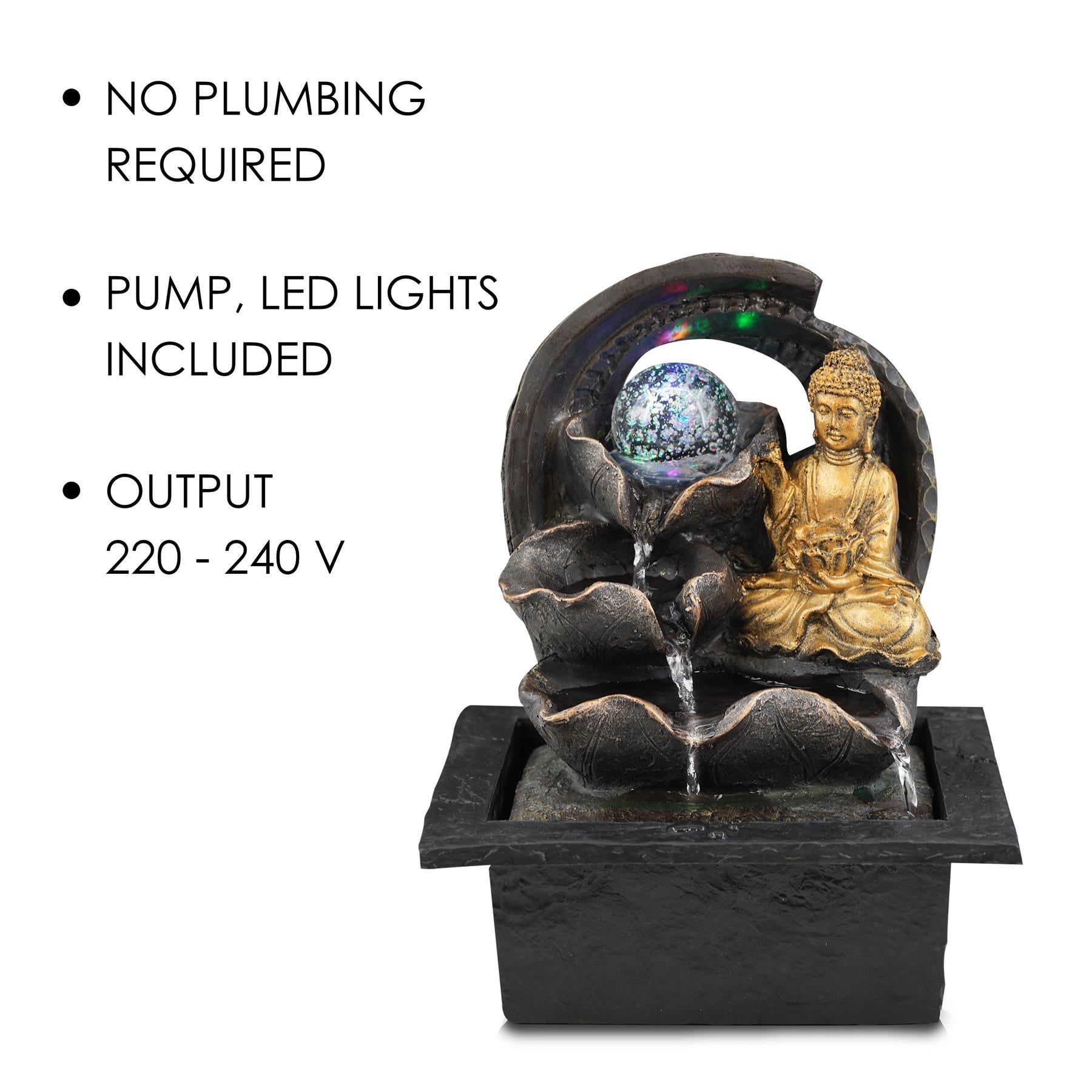 GEEZY Water Feature Indoor LED (Crystal Ball Buddha)