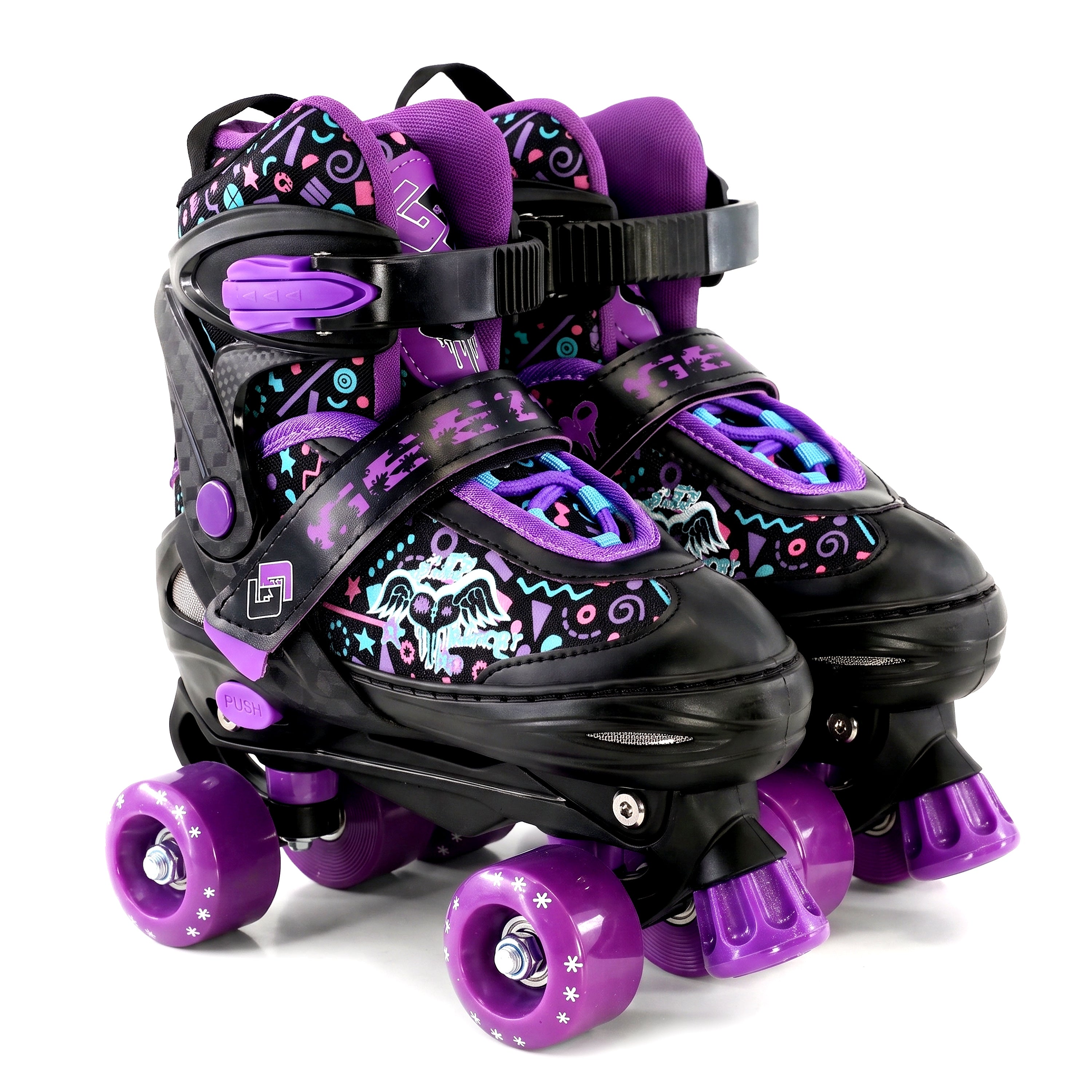 Black & Purple Kids Adjustable Roller Skates