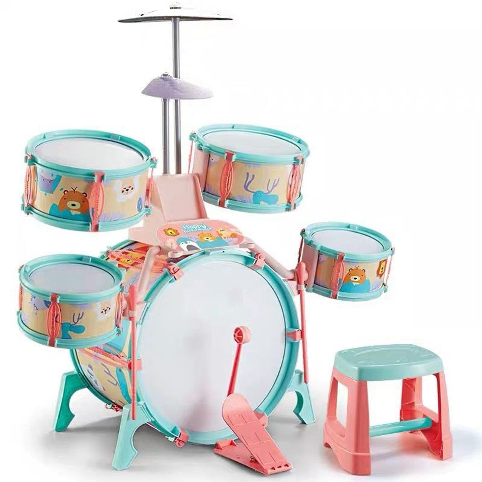 Pink and Green Multi functional Kids Jazz Drum Set 