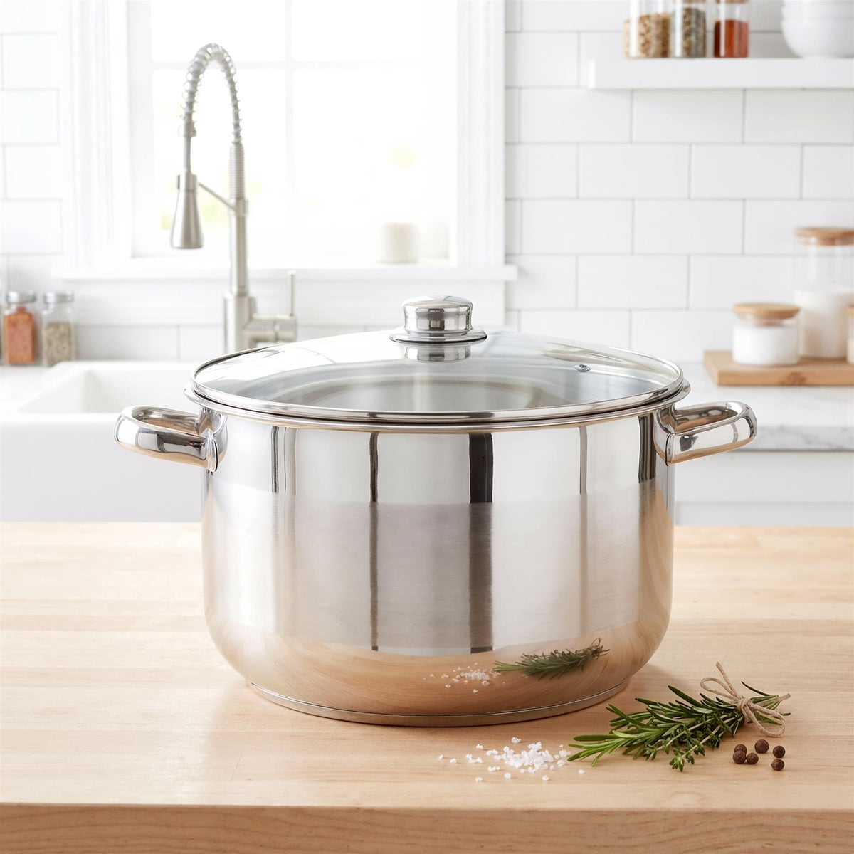 Stainless Steel Stock Pot with Lid - 12 L