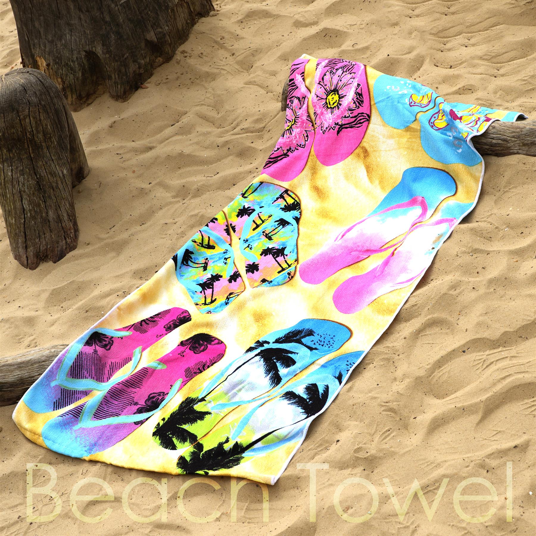 Beach Bath Towel Flip Flop Design Microfibre Towel by GEEZY | The