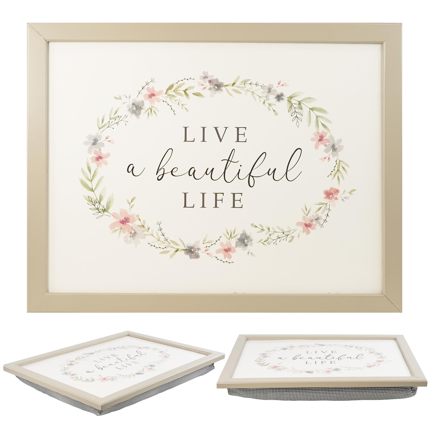 Live a Beautiful Life Lap Tray With Bean Bag Cushion