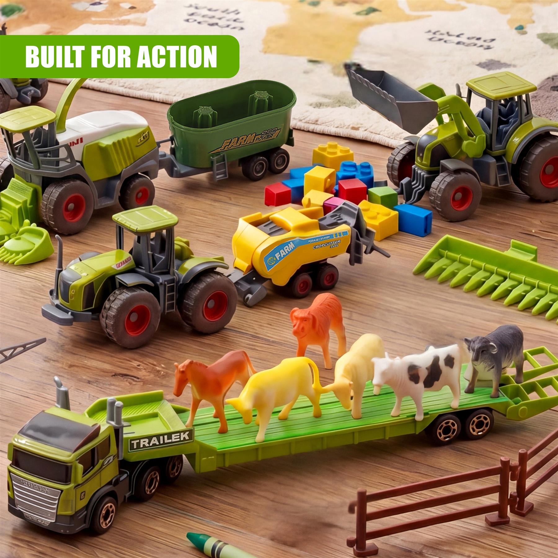 23 Piece Die Cast Farm Tractor & Animals Play Set