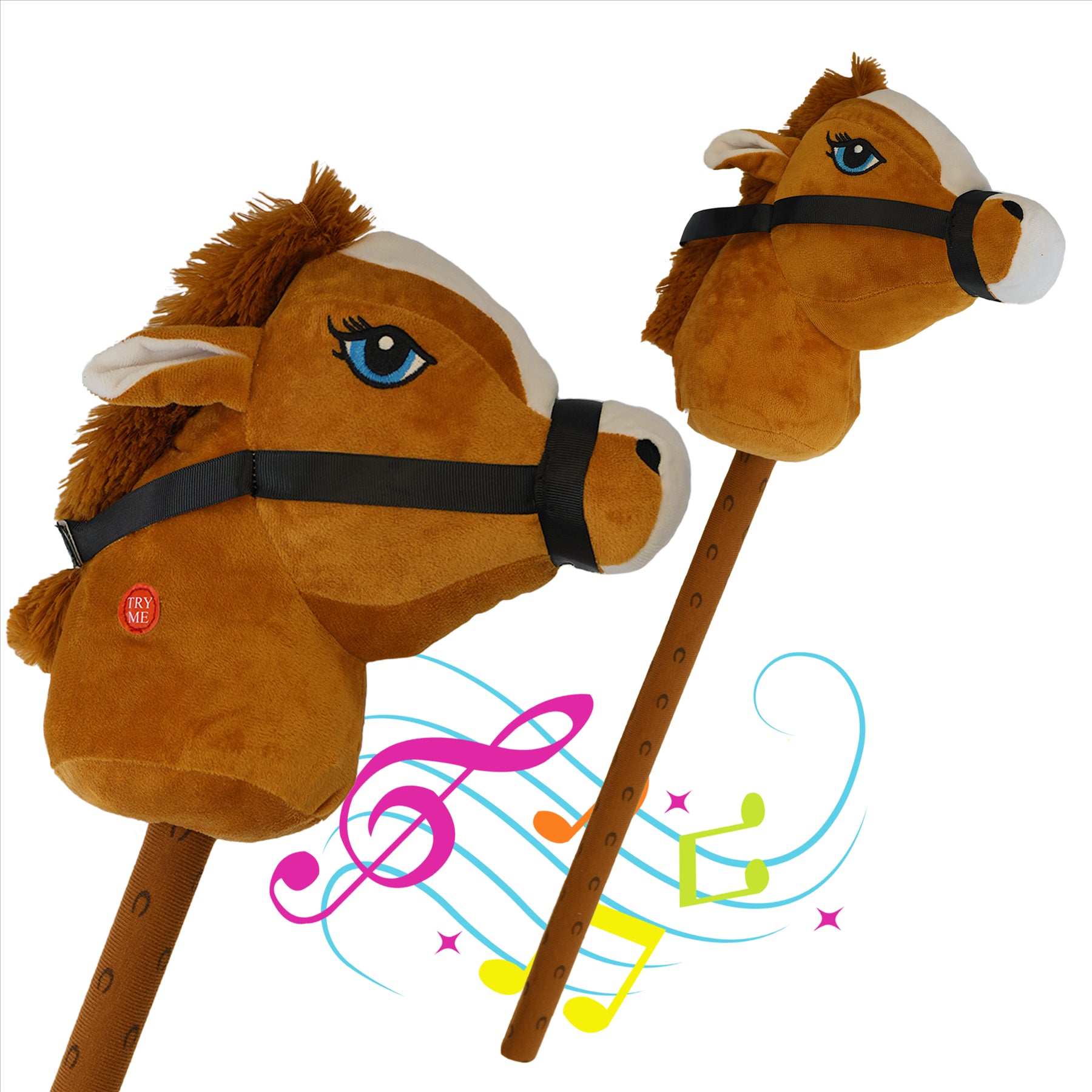 A brown hobby horse for playtime, from The Magic Toy Shop.