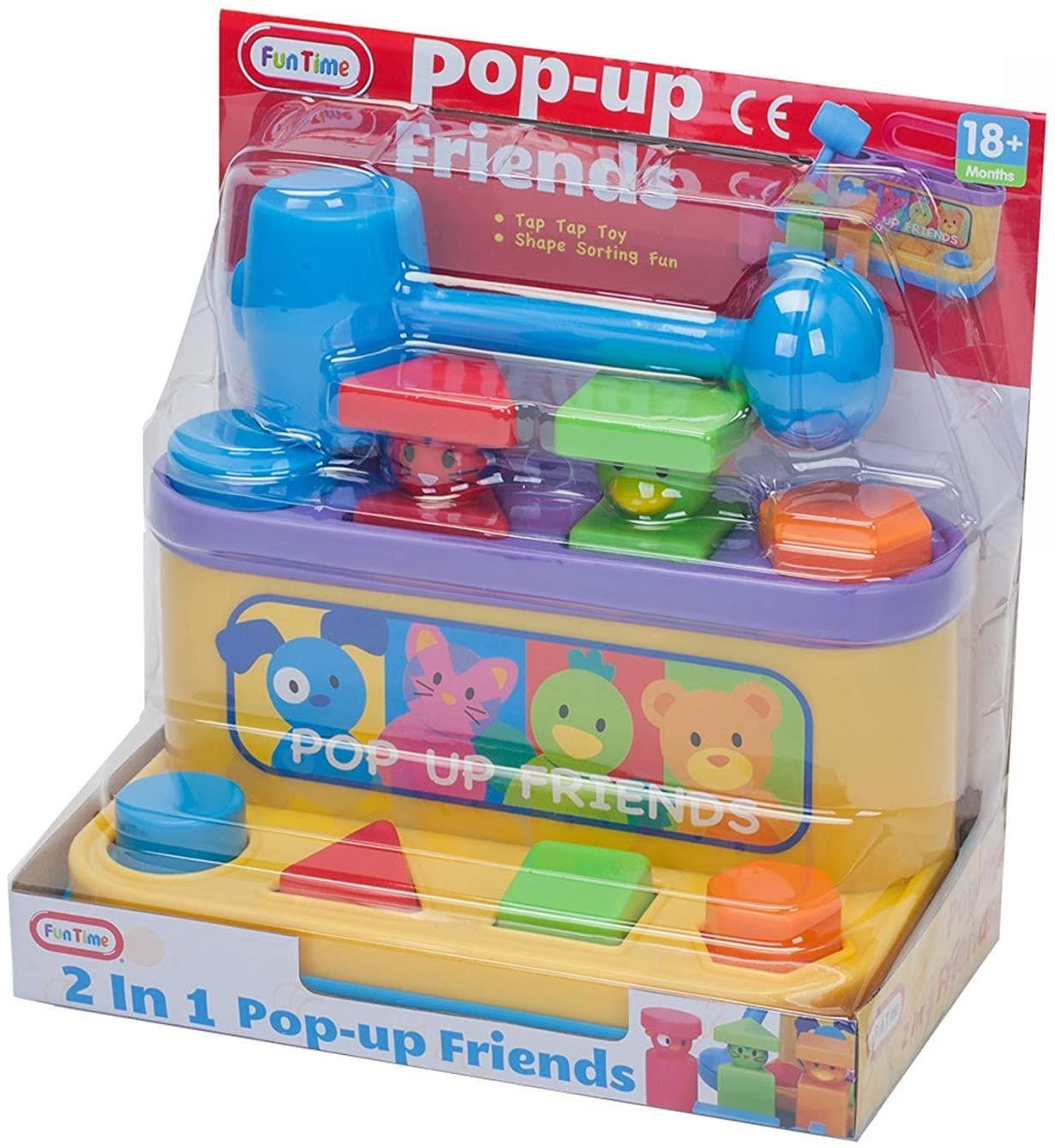 Multi-coloured Pop Up Friends with Hammer by The Magic Toy Shop - The Magic Toy Shop