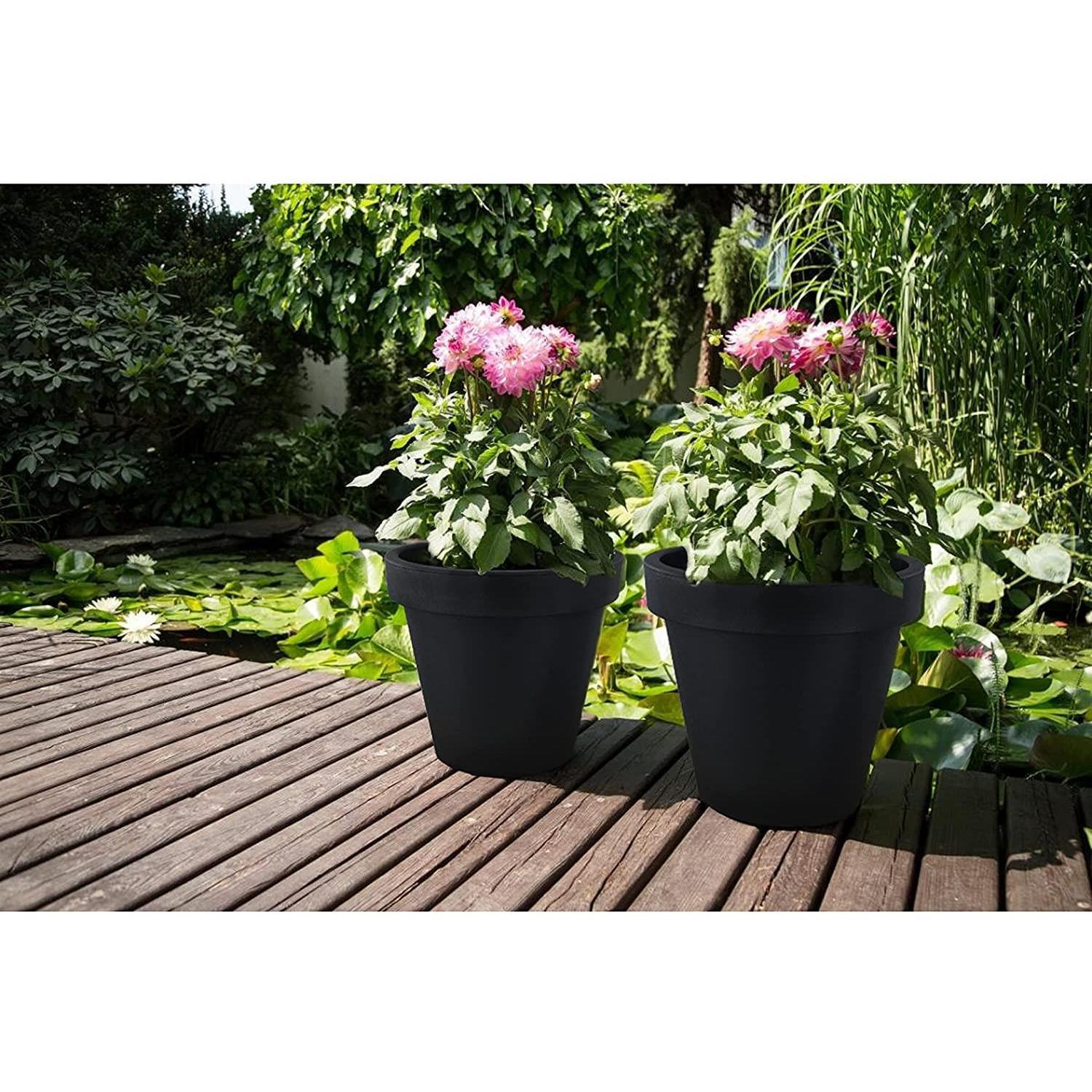 Geezy Small Round Anthracite Flower Planter 20 x 18 cm