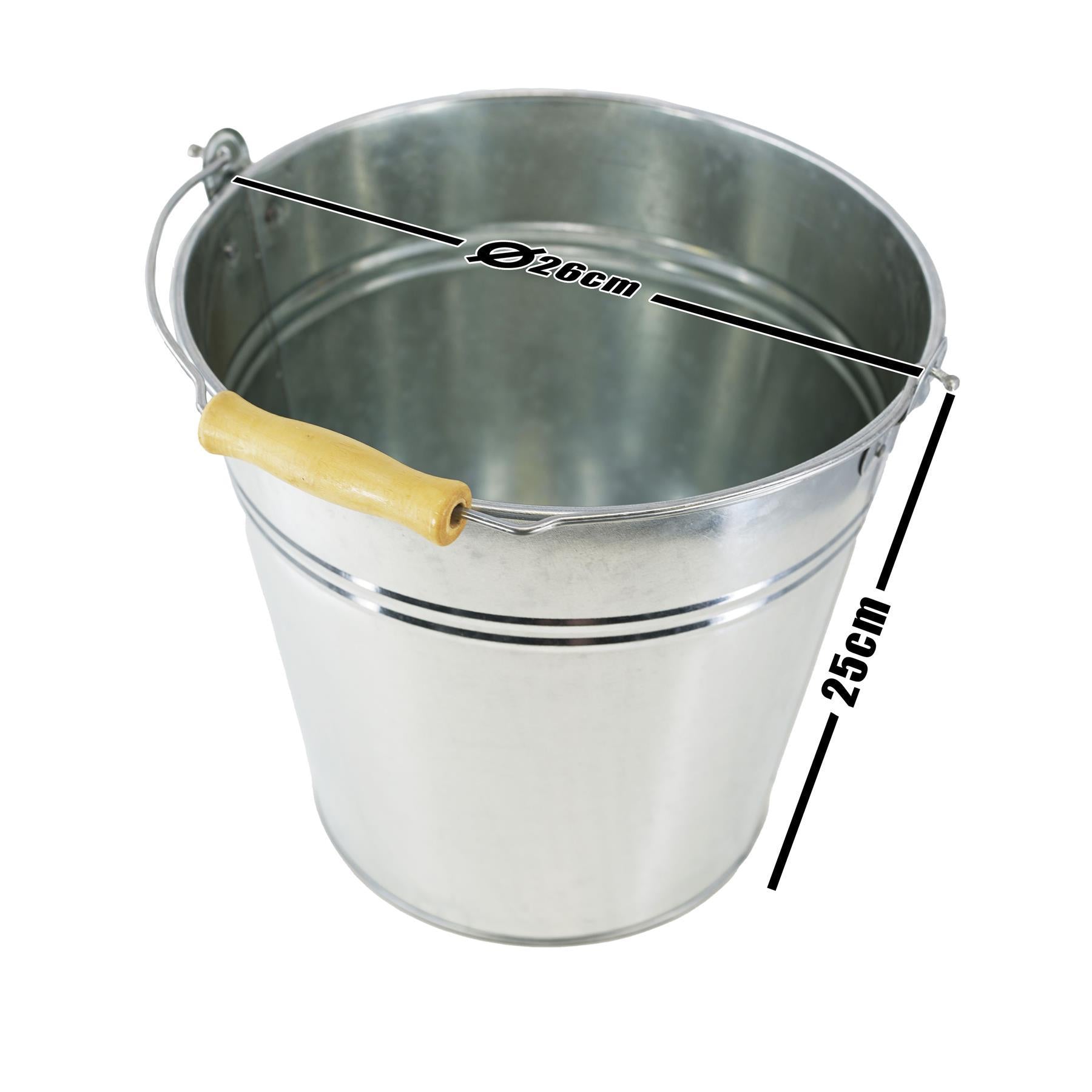 Geezy Zinc Bucket With Wooden Holder