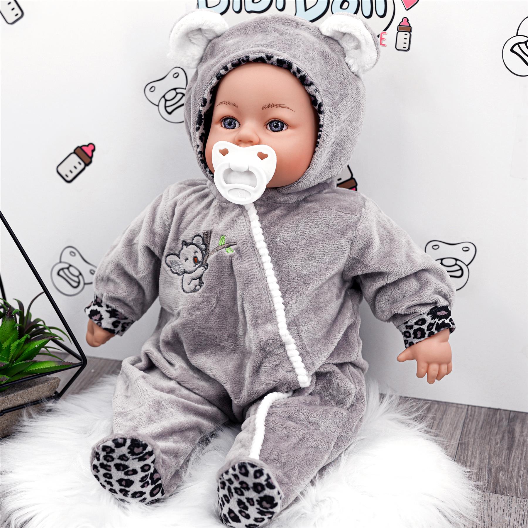 18” Boy Doll Grey and Stripy Clothes Set by BiBi DollThe Magic Toy Shop