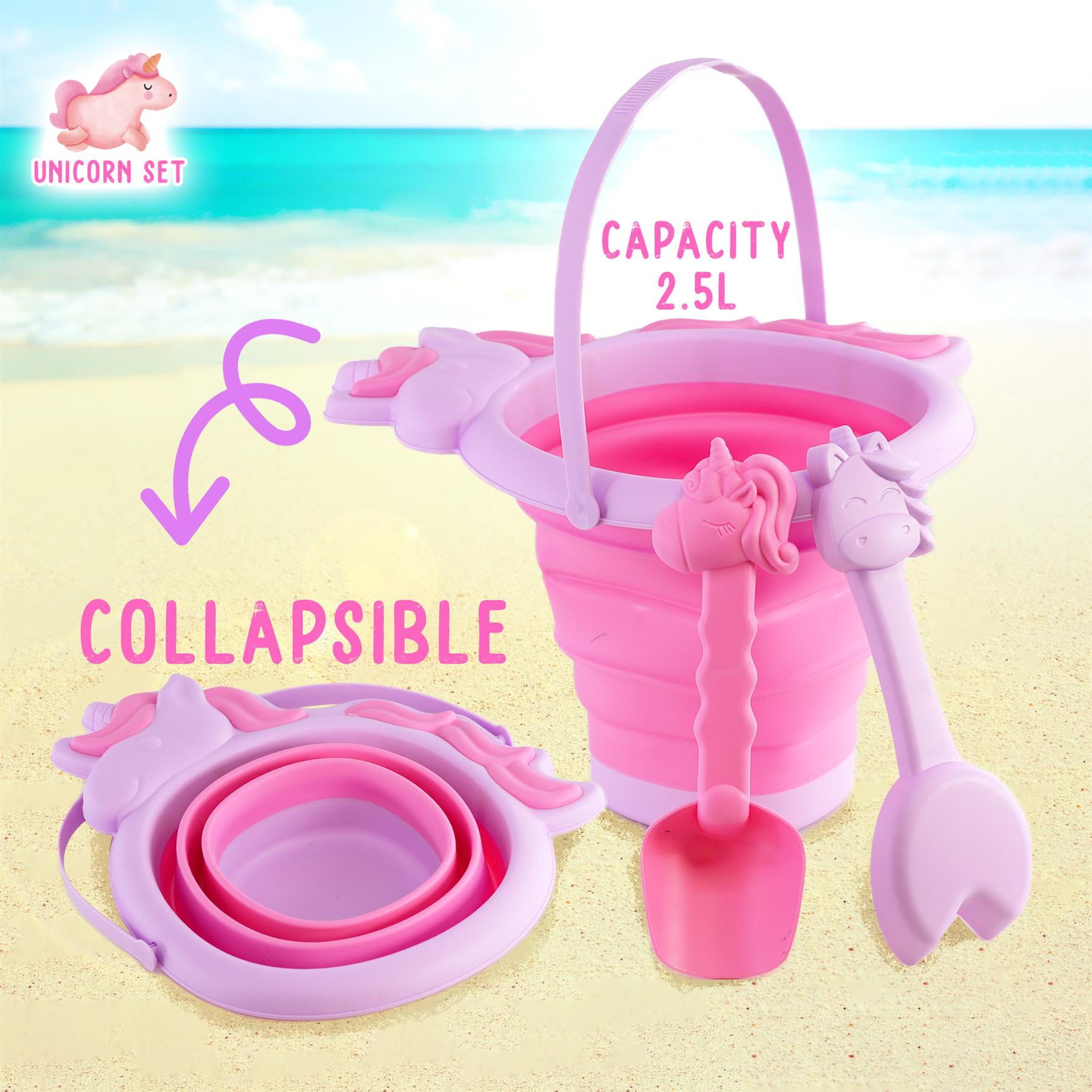Collapsible Beach Bucket & Spade Sets