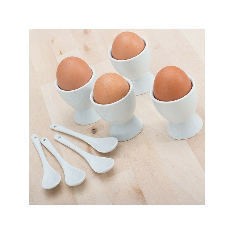 8 Piece Porcelain Egg Cups And Spoons