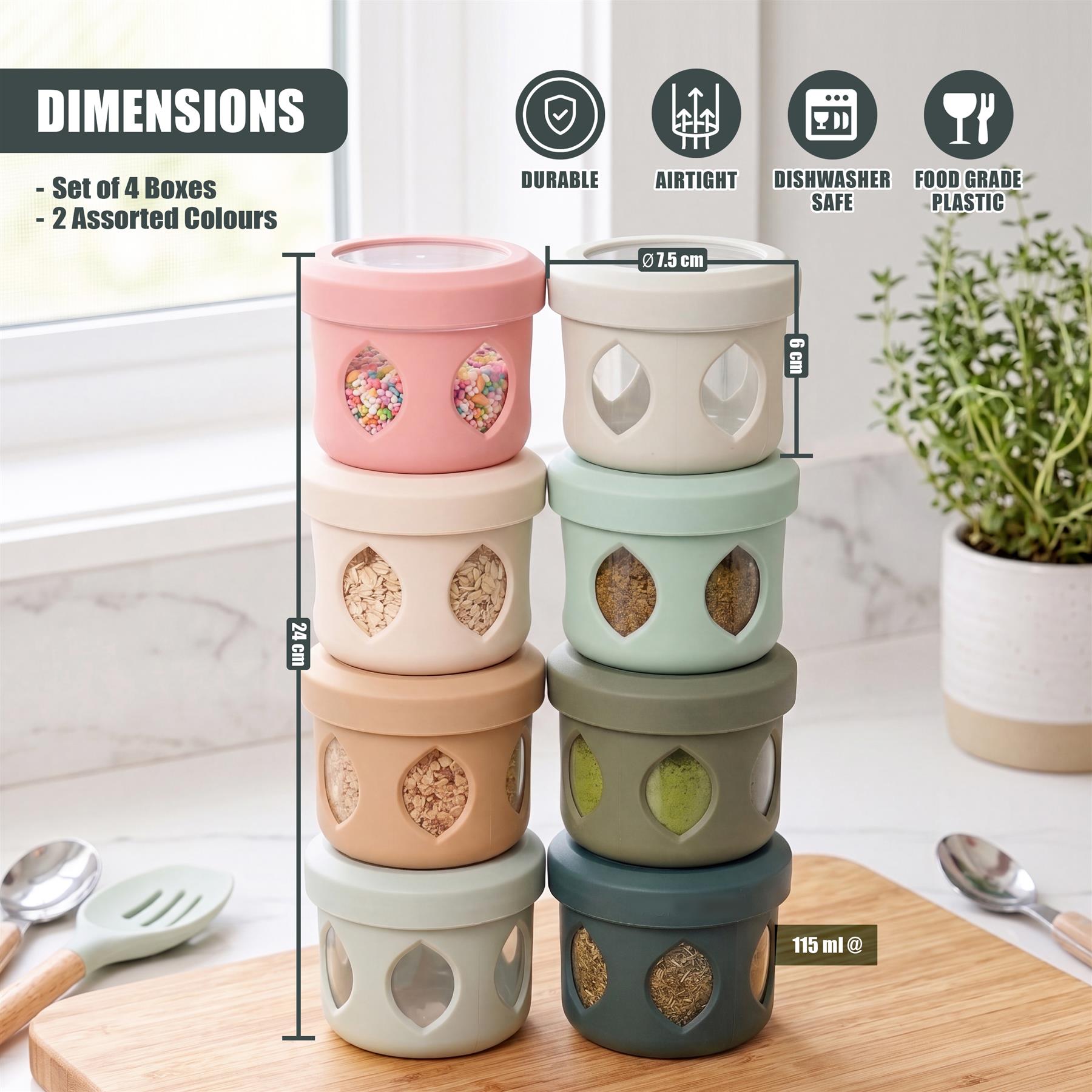 4 Piece Stackable Snack Pots