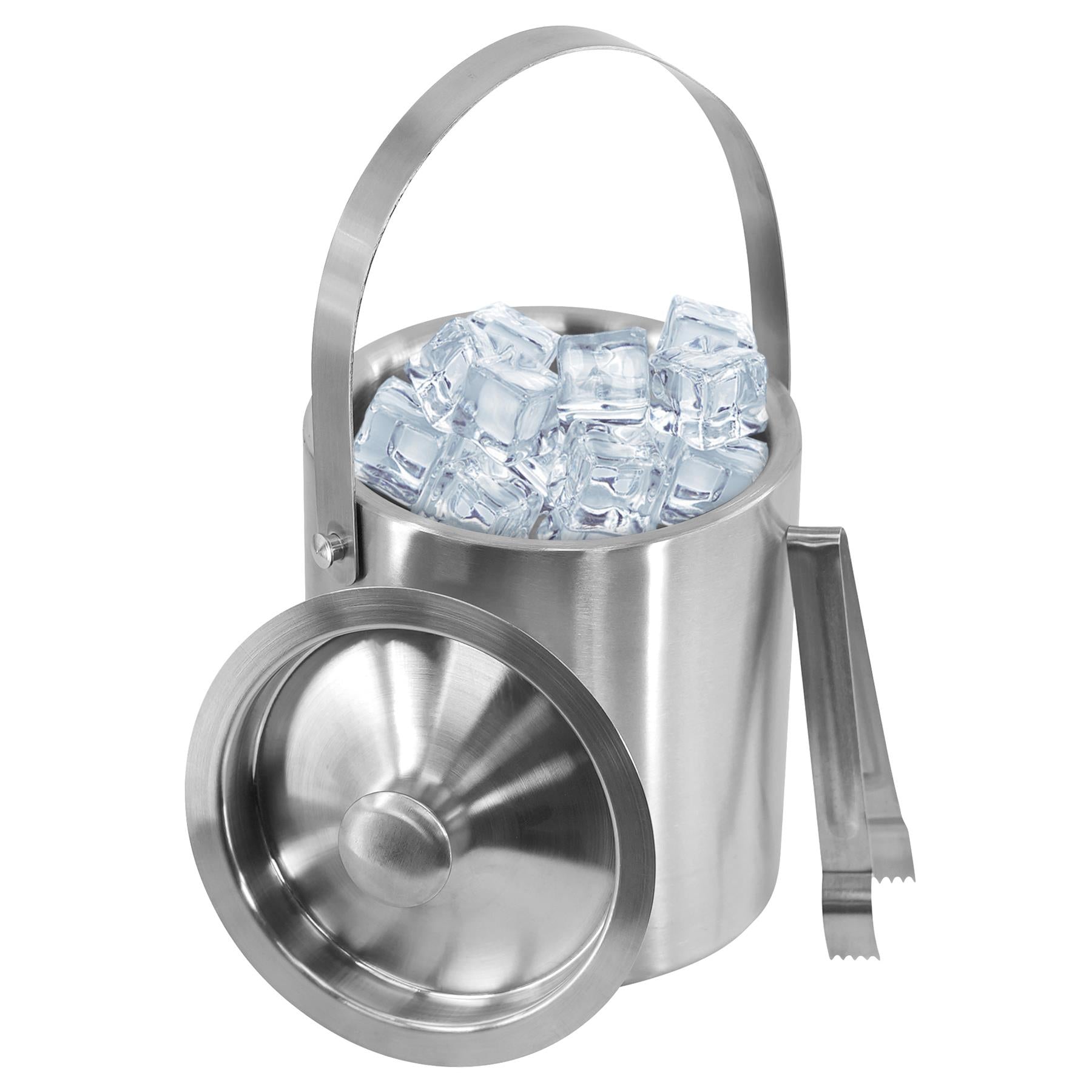 Geezy Stainless Steel Ice Bucket With Lid And Ice Tongs