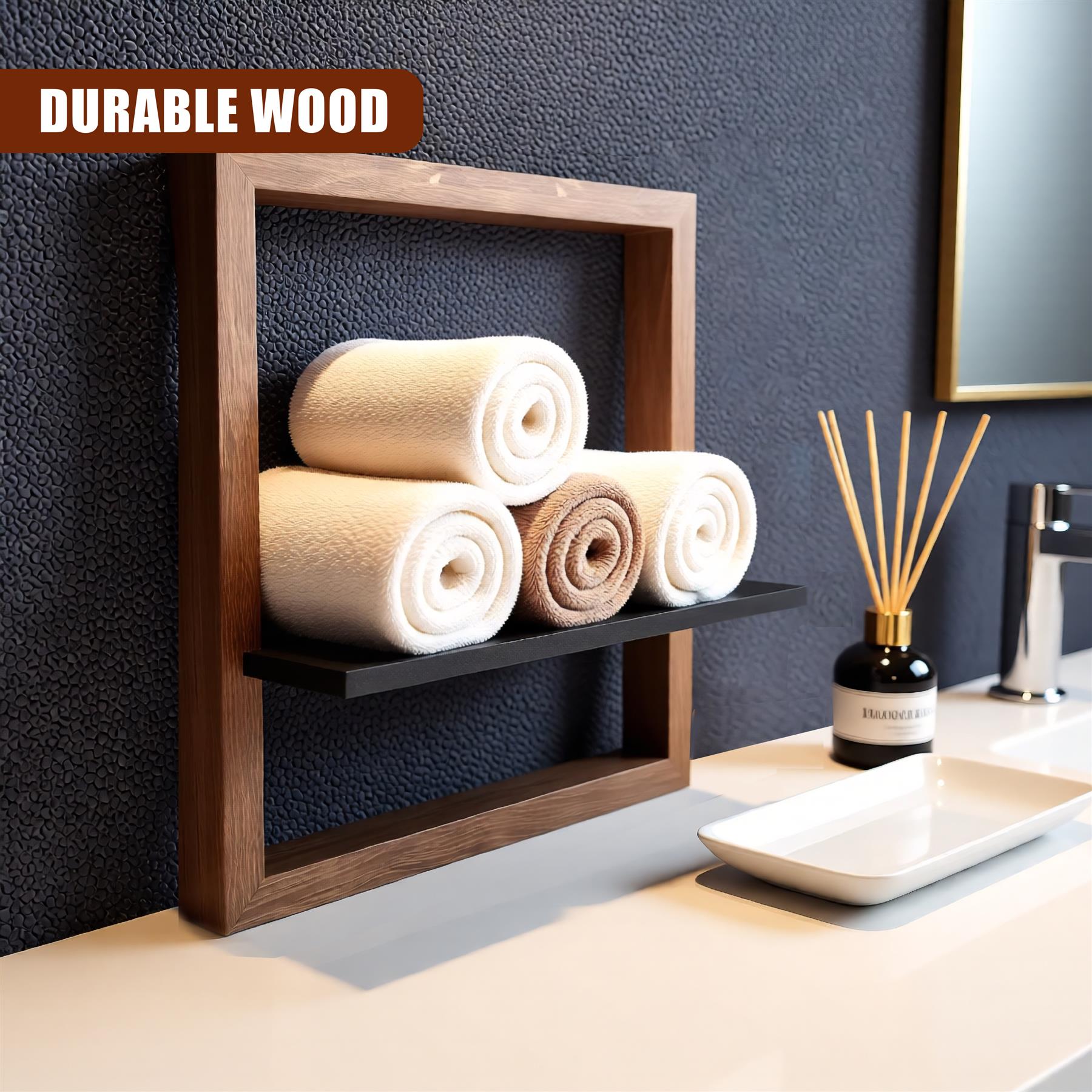 Stylish Wooden Shelf, Modern Bathroom Decor, Simple yet Functional Design. - The Magic Toy Shop