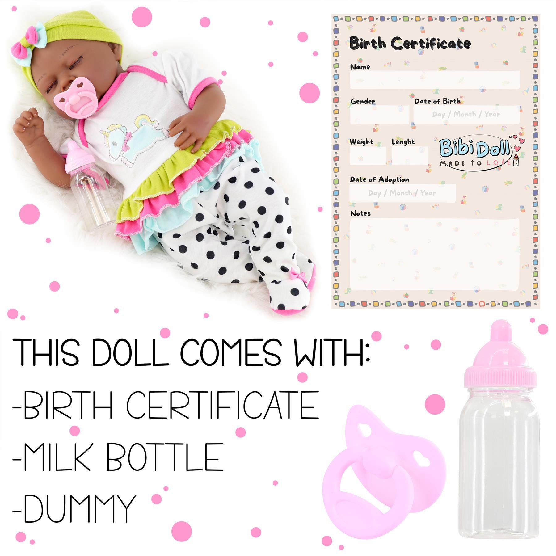 BiBi Black Doll Reborn Ethnic Sleeping Girl "Fay" (50 cm / 20") by BiBi Doll - The Magic Toy Shop