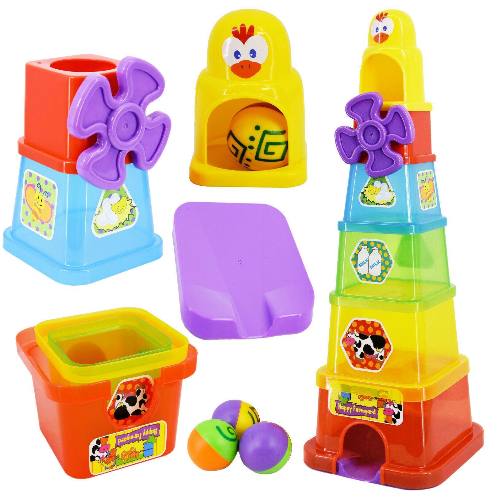 The Magic Toy Shop Stacking Nesting Cups Blocks - Happy Farmyard Spin