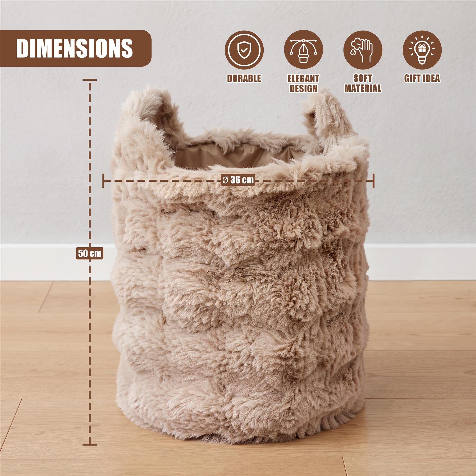 Faux Fur Round Storage Basket