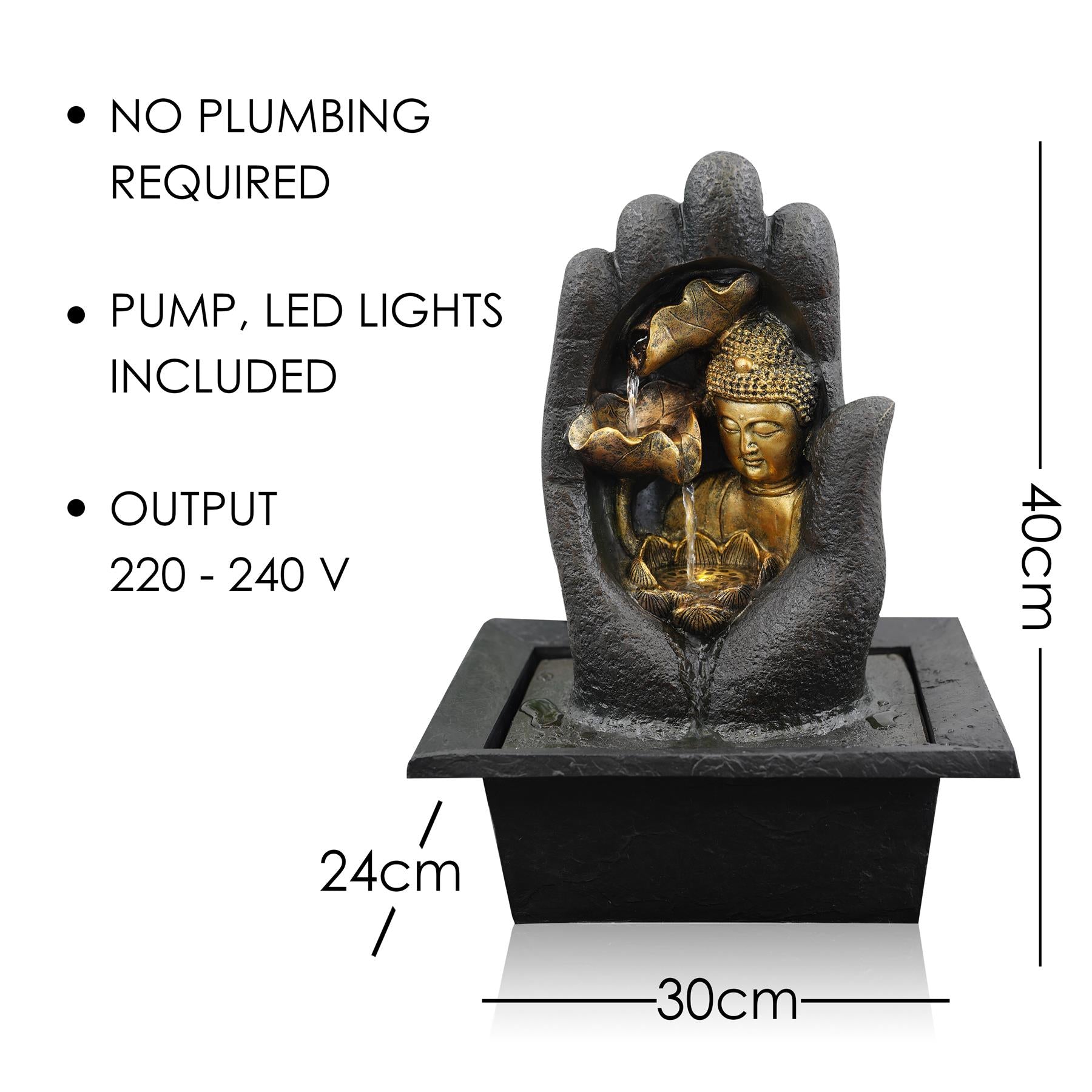 Buddha Water Fountain with LED Lights - The Magic Toy Shop