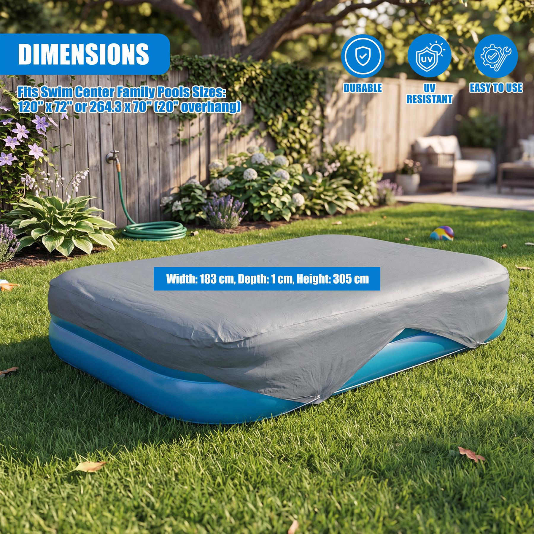 INTEX Rectangular Swimming Pool Cover 305x183cm