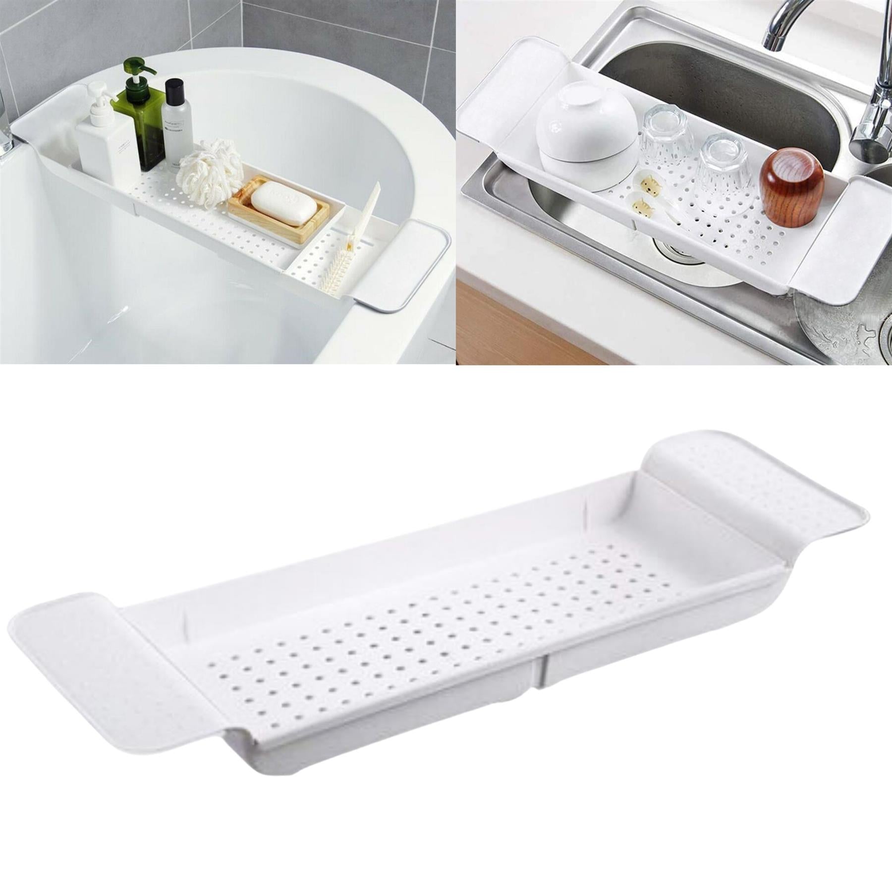 GEEZY Extendable Plastic Bathtub Tray