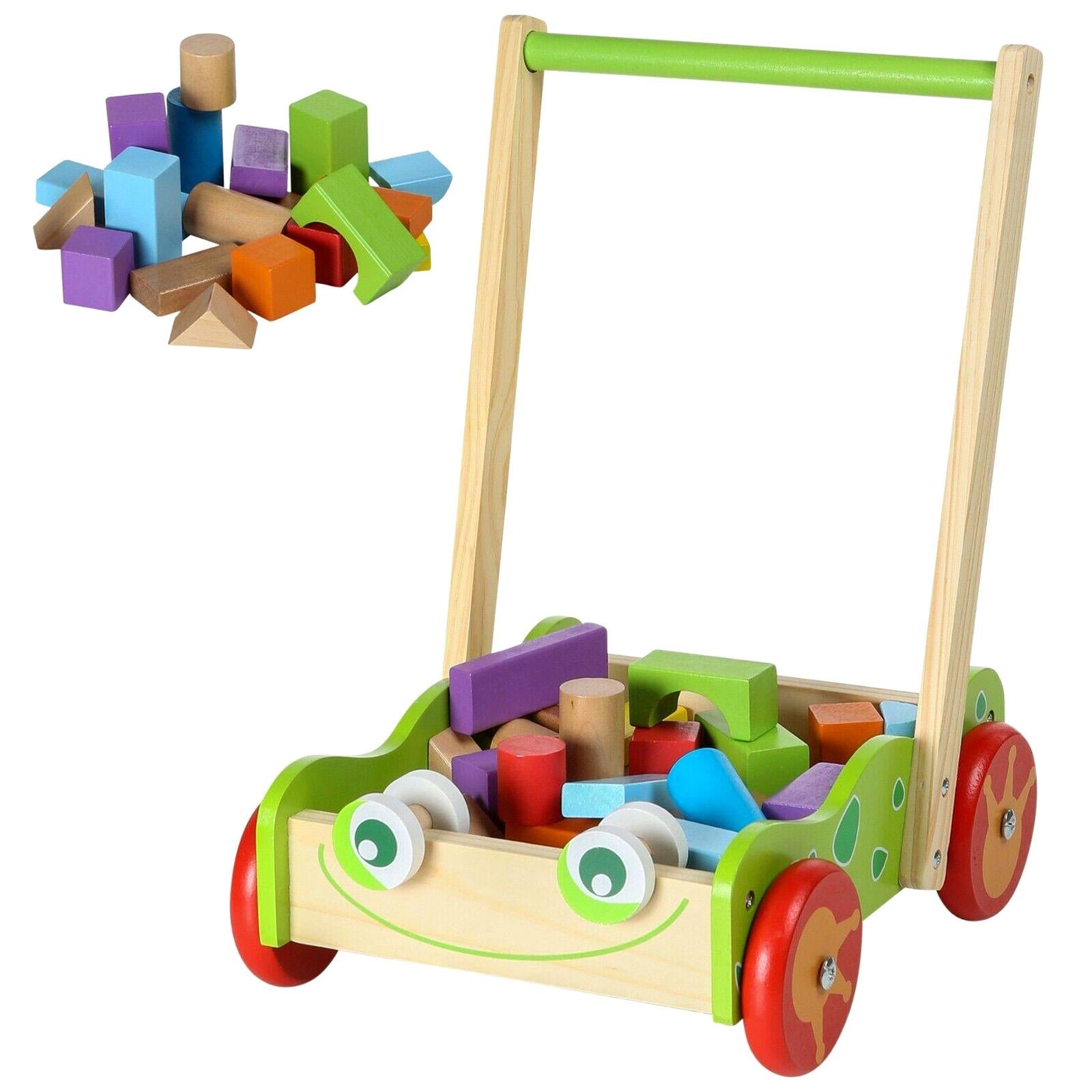 Baby Wooden Walker and Building Bricks Set by The Magic Toy Shop - The Magic Toy Shop
