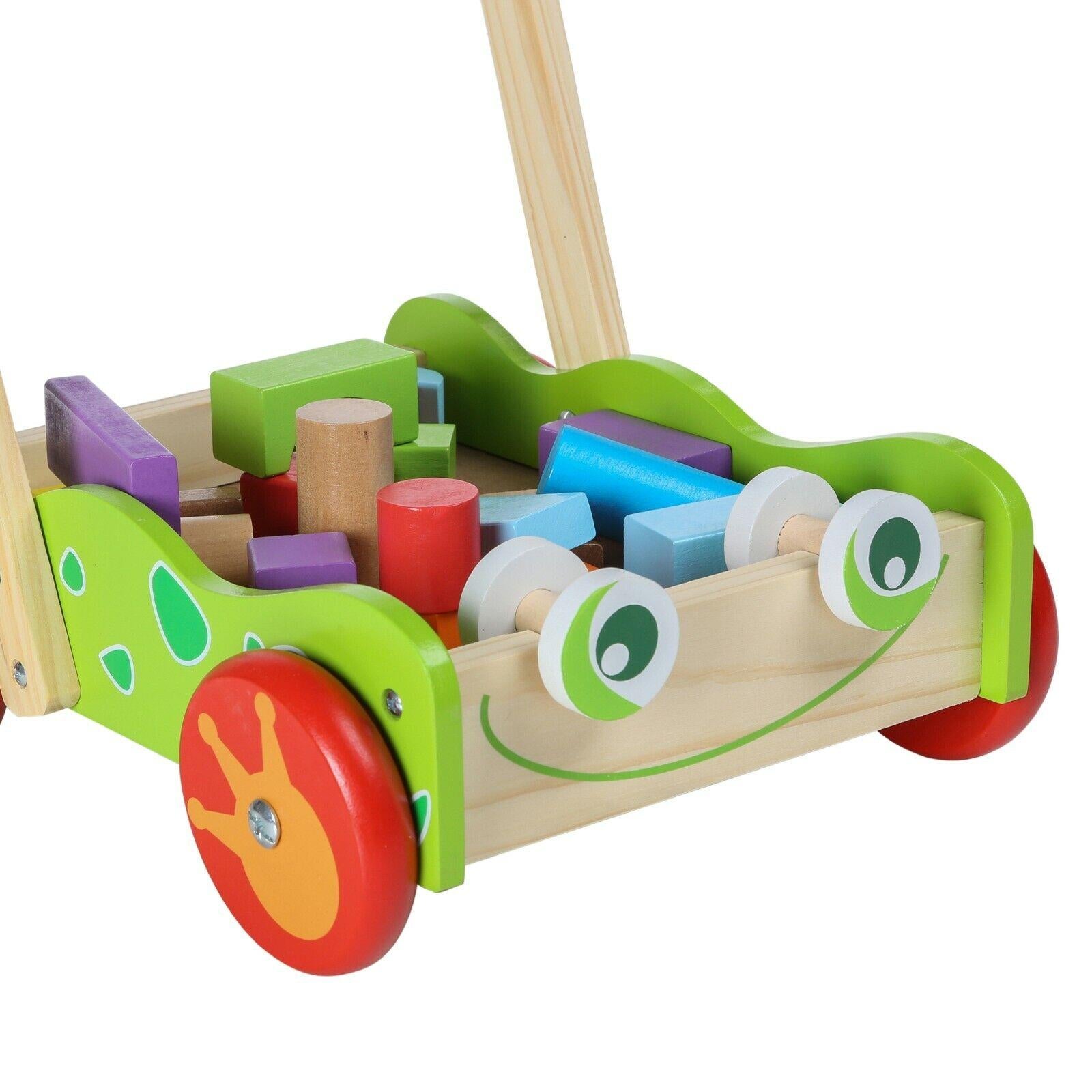 Baby Wooden Walker and Building Bricks Set by The Magic Toy Shop - The Magic Toy Shop