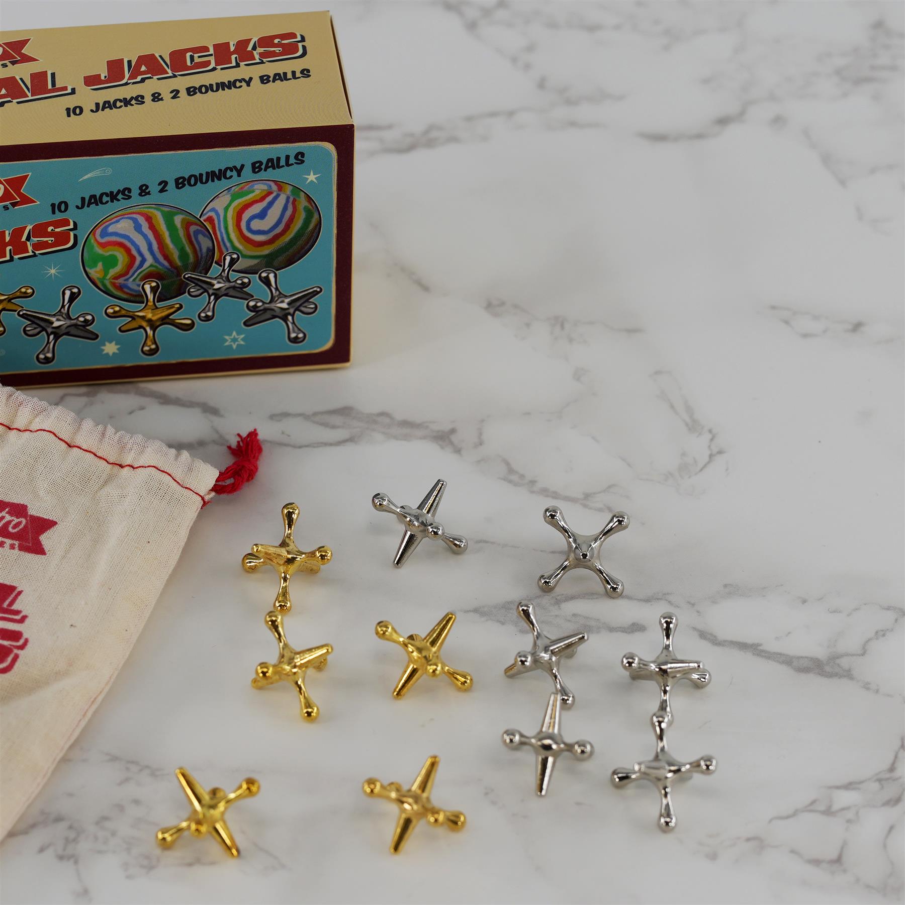 "The Magic Toy Shop Classic Jacks game - metal, traditional design."