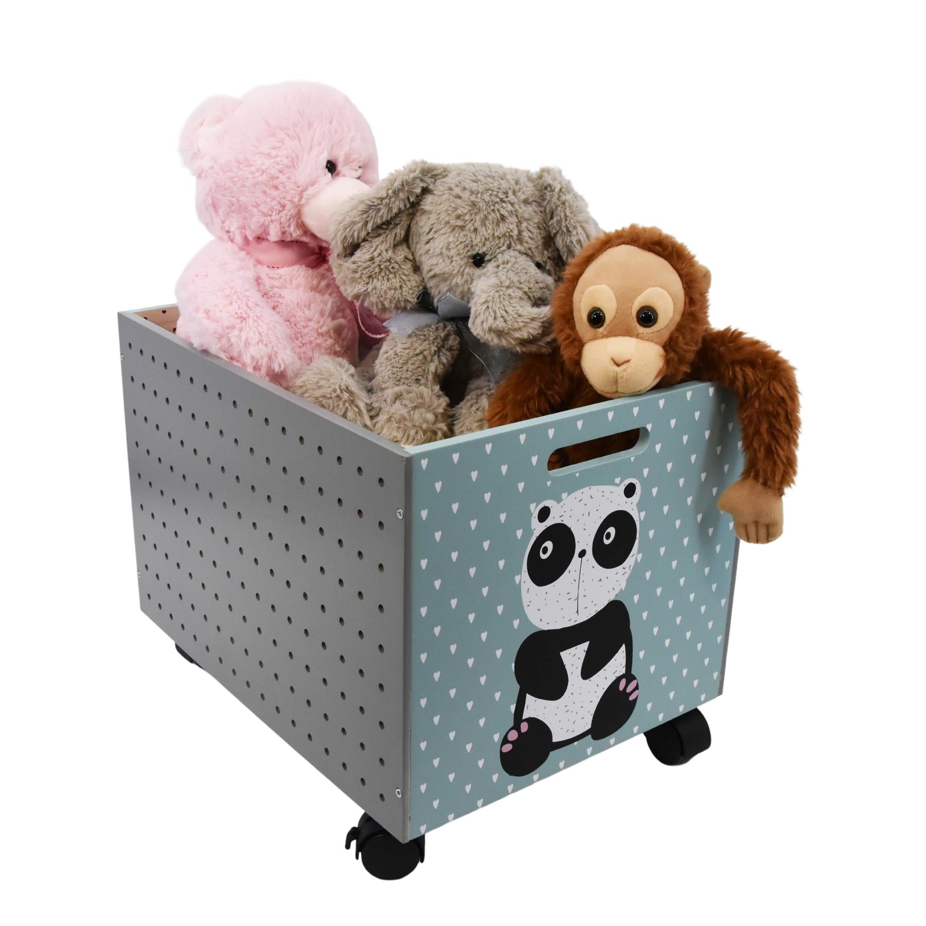 The Magic Toy Shop Panda Design Kids Wooden Storage Chest On Wheels