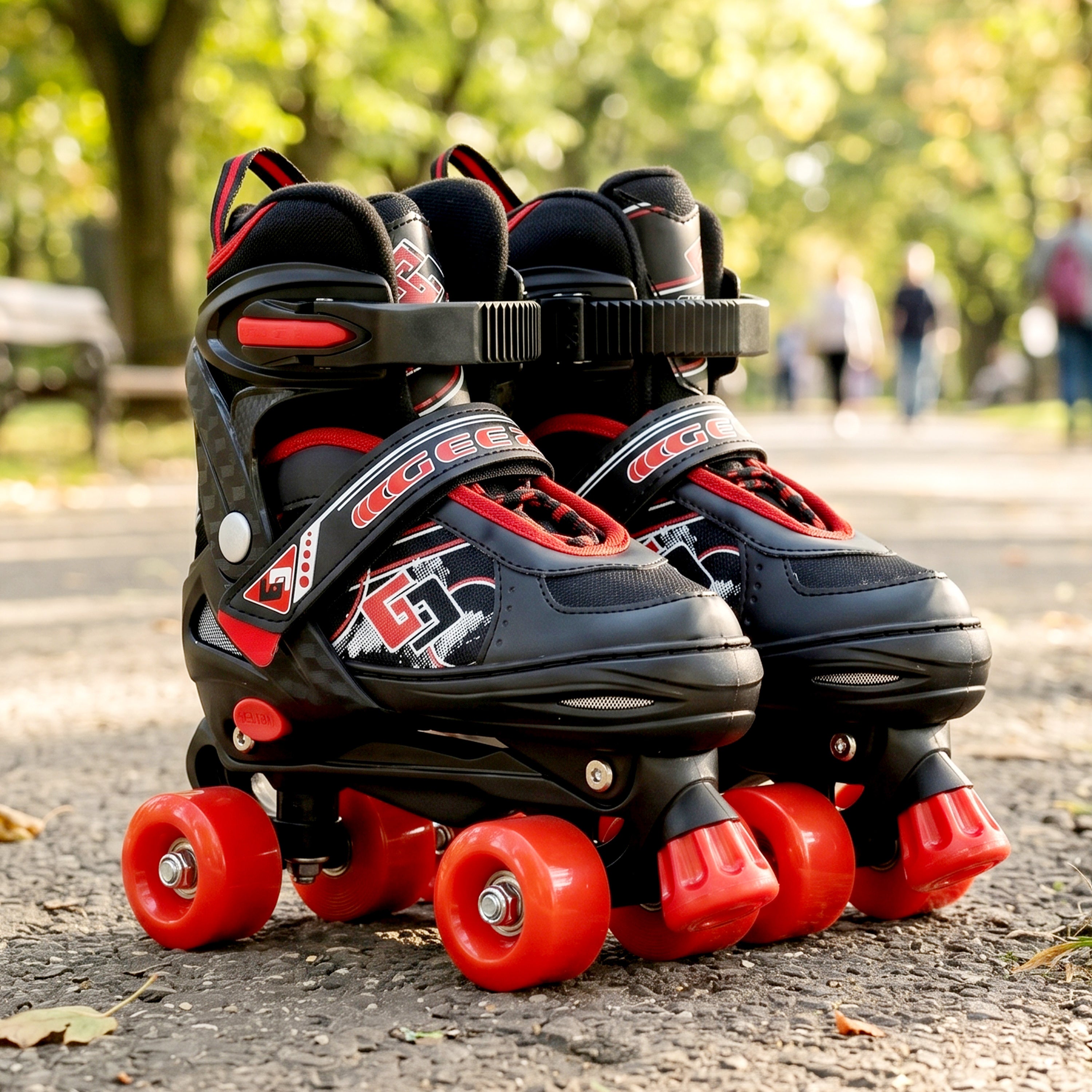 Black & Red Kids Adjustable Roller Skates
