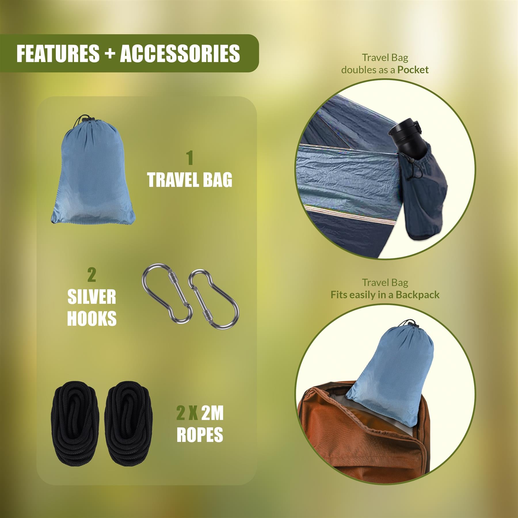 Travel Hammock with Carry Bag