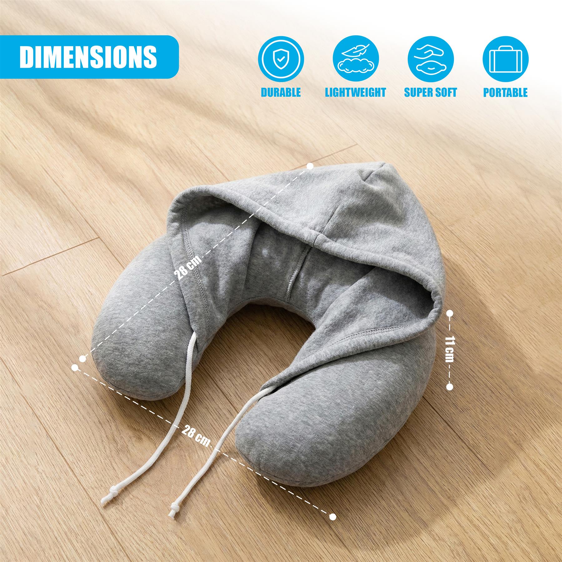 Soft Hooded Neck Travel Pillow - Grey - Pillow - Travel Pillow - Geezy