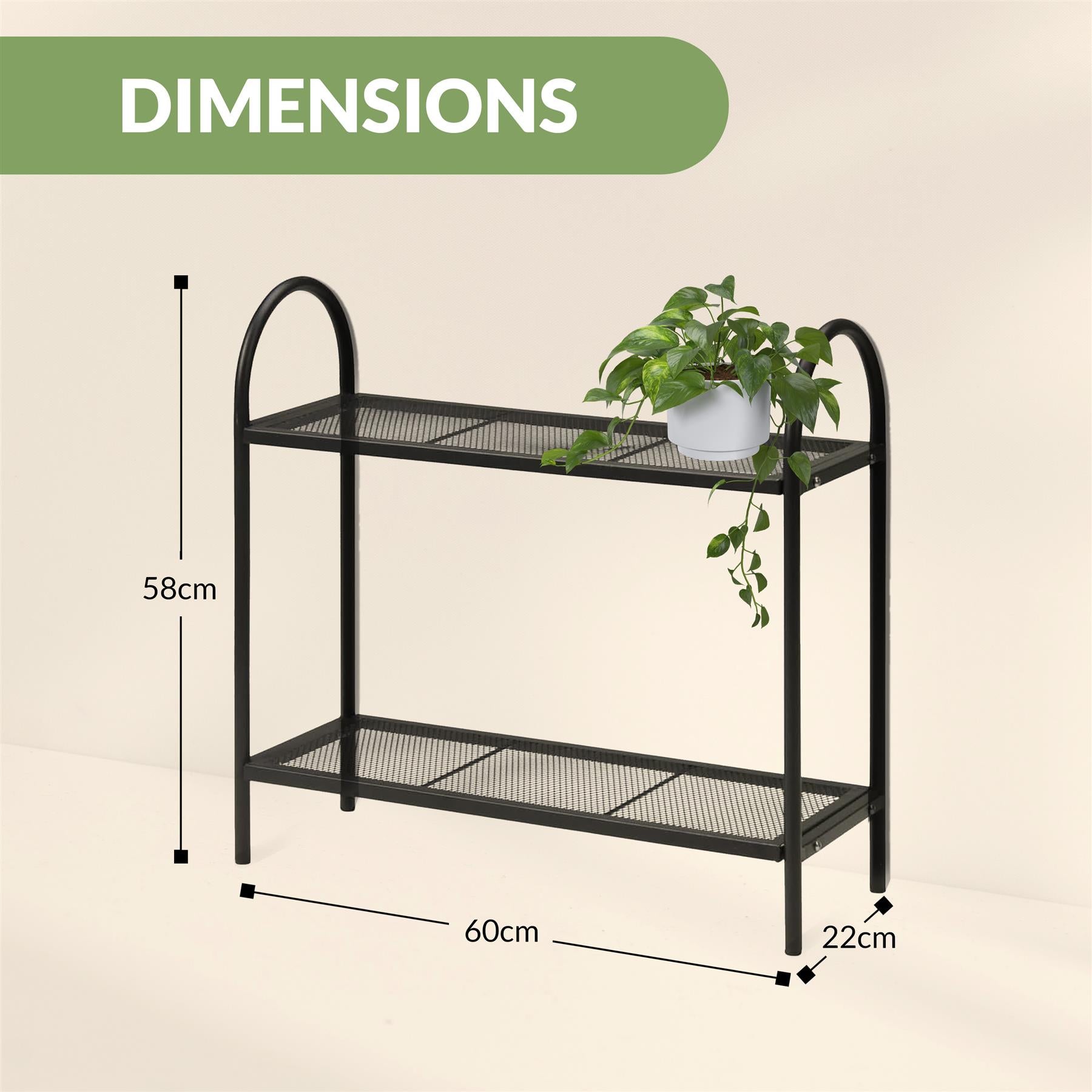 A Geezy 2 tier metal plant stand.