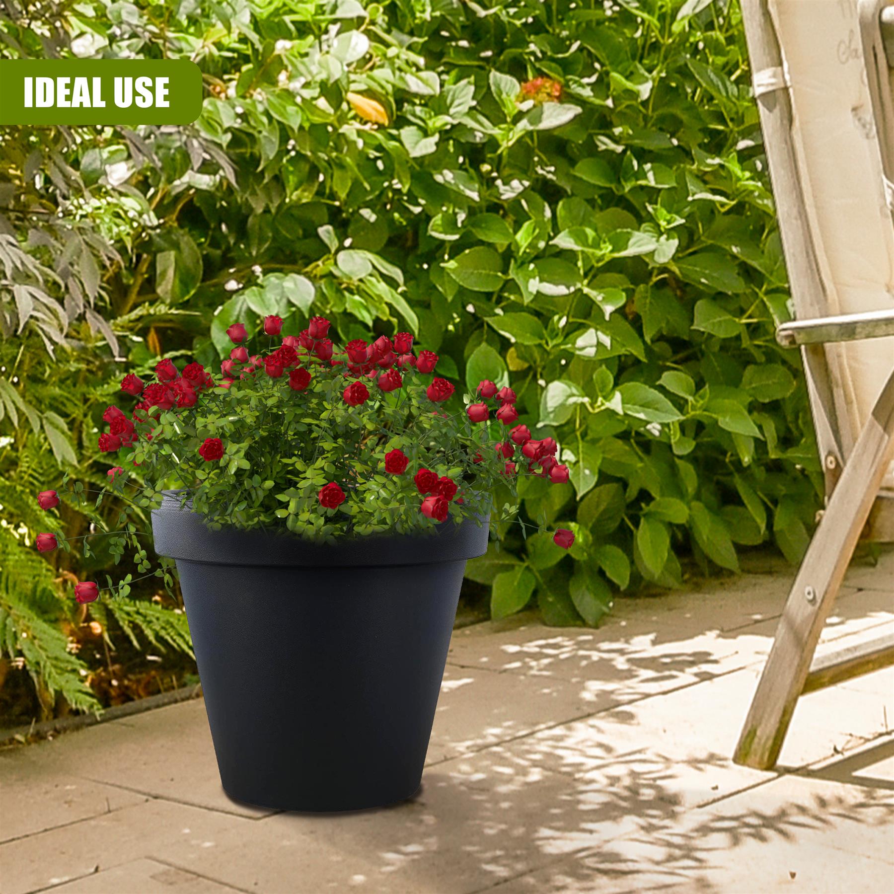 Anthracite Round Flower Planter 26 cm by GEEZY - The Magic Toy Shop