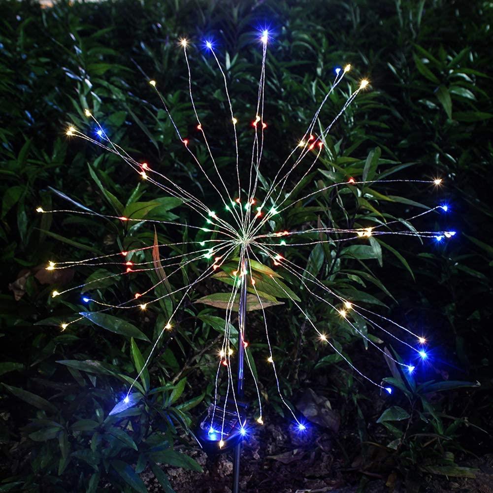 90 LED Starburst Solar Powered Stake Lights - Multicolour