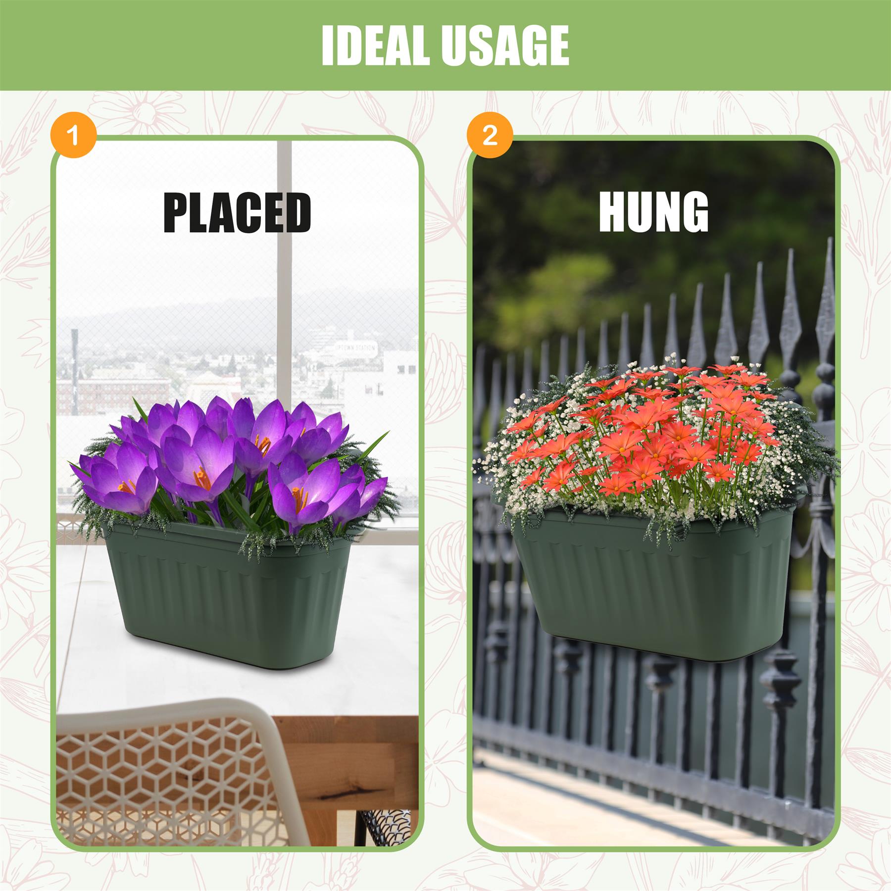 Green Over Fence Hanging Planter