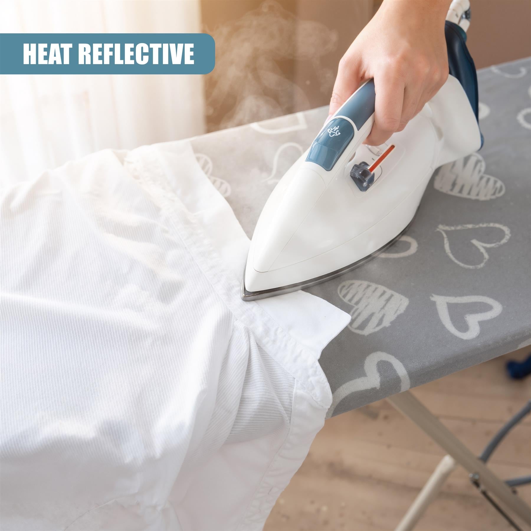 Grey Heart Ironing Board Cover (122 x 38 cm)