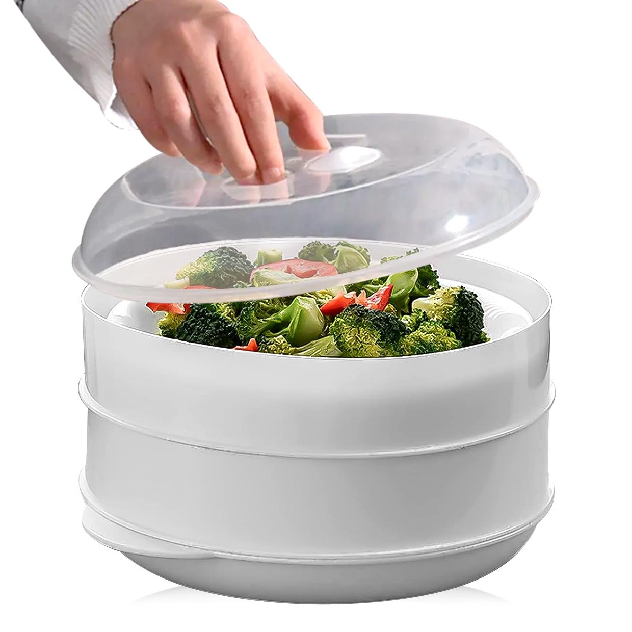 GEEZY 2 Tier Microwave Steamer Healthy Cooker BPA Free