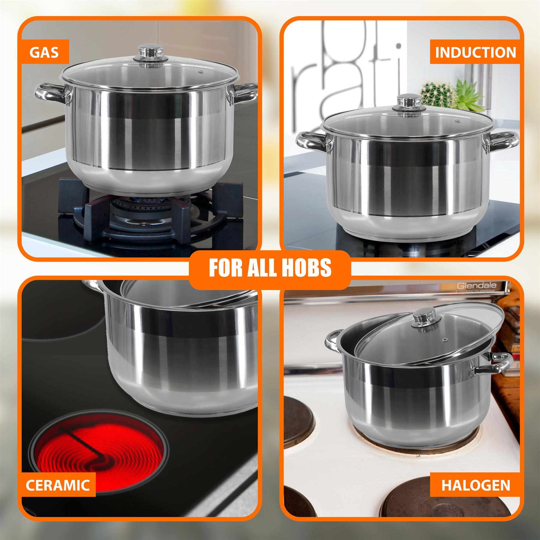 Stainless Steel Stock Pot with Lid - 6.5 L