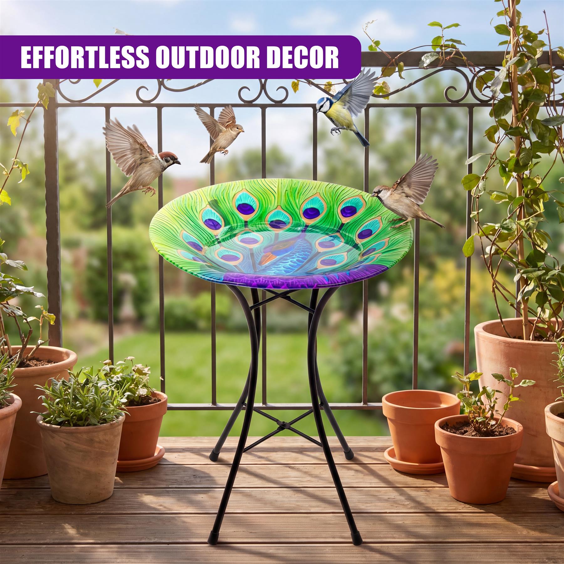Glass Bird Bath Table