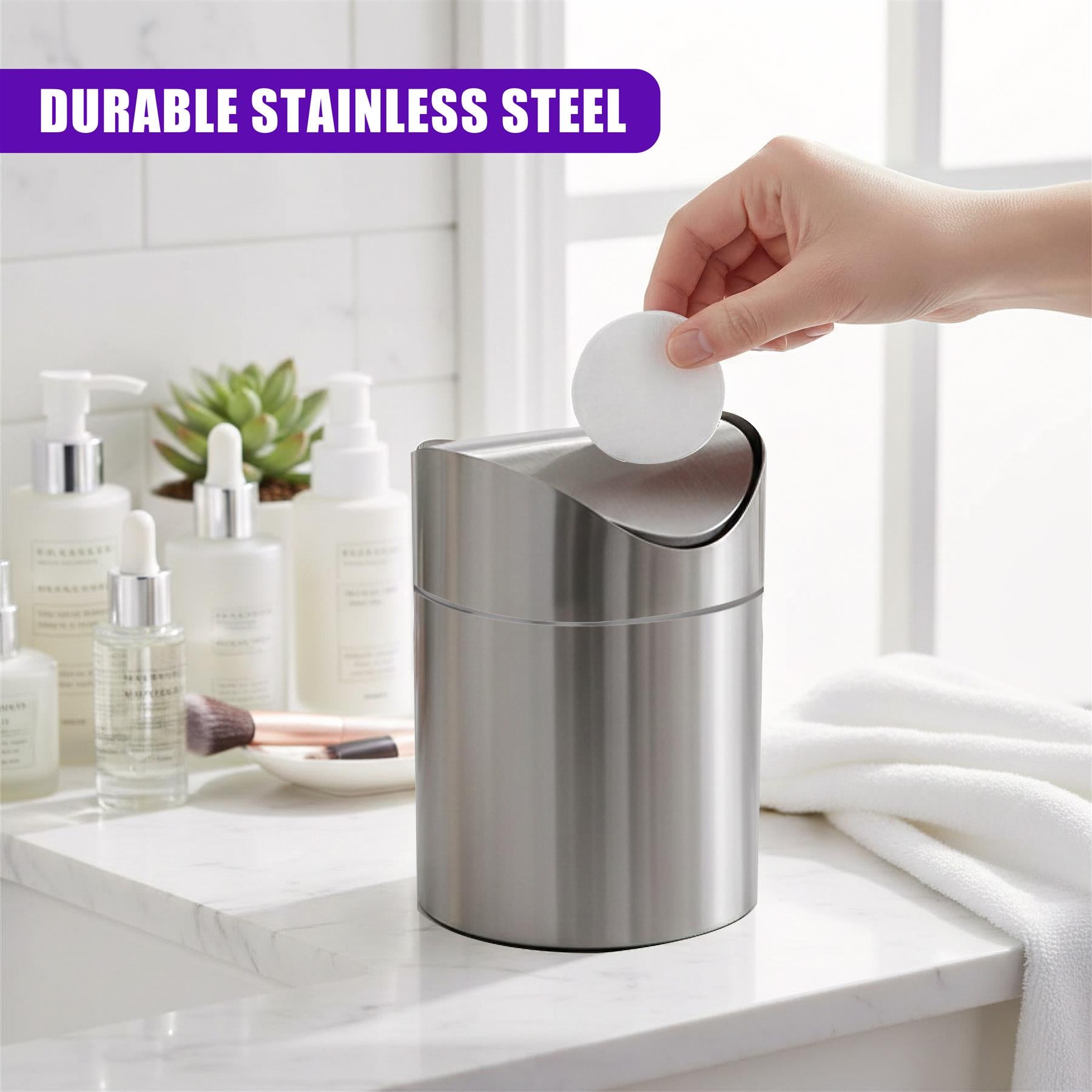 Stainless Steel Mini Swing Bin 1.5 L