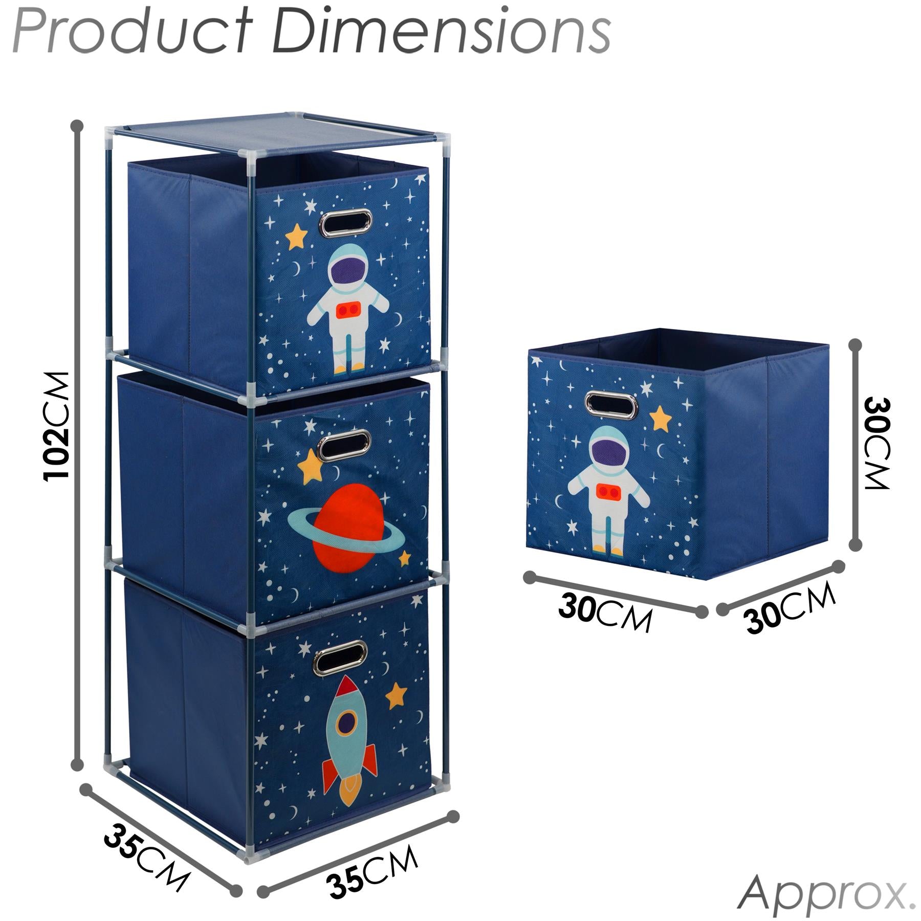 Kids Storage Cube Units, Space Theme