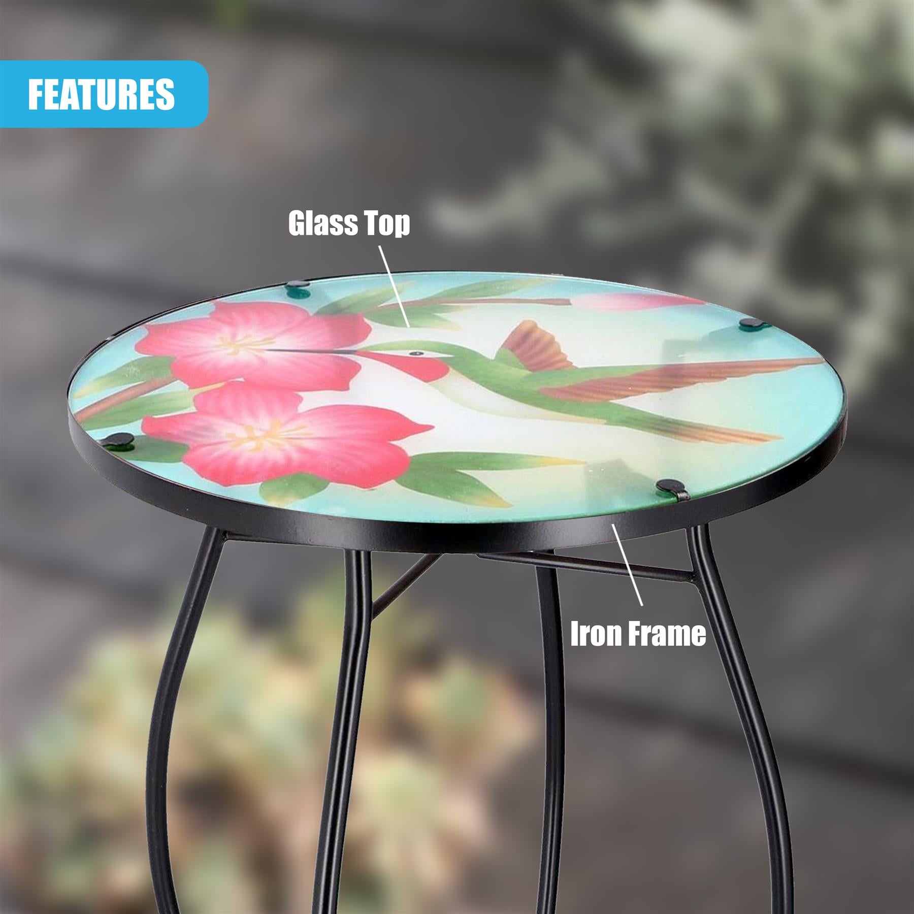 Round Side Garden Mosaic Table With Colibri Design by GEEZY - The Magic Toy Shop