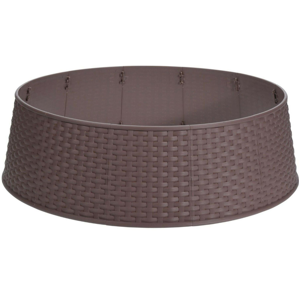 Brown GEEZY Christmas tree skirt with a basket weave pattern, measuring 54cm