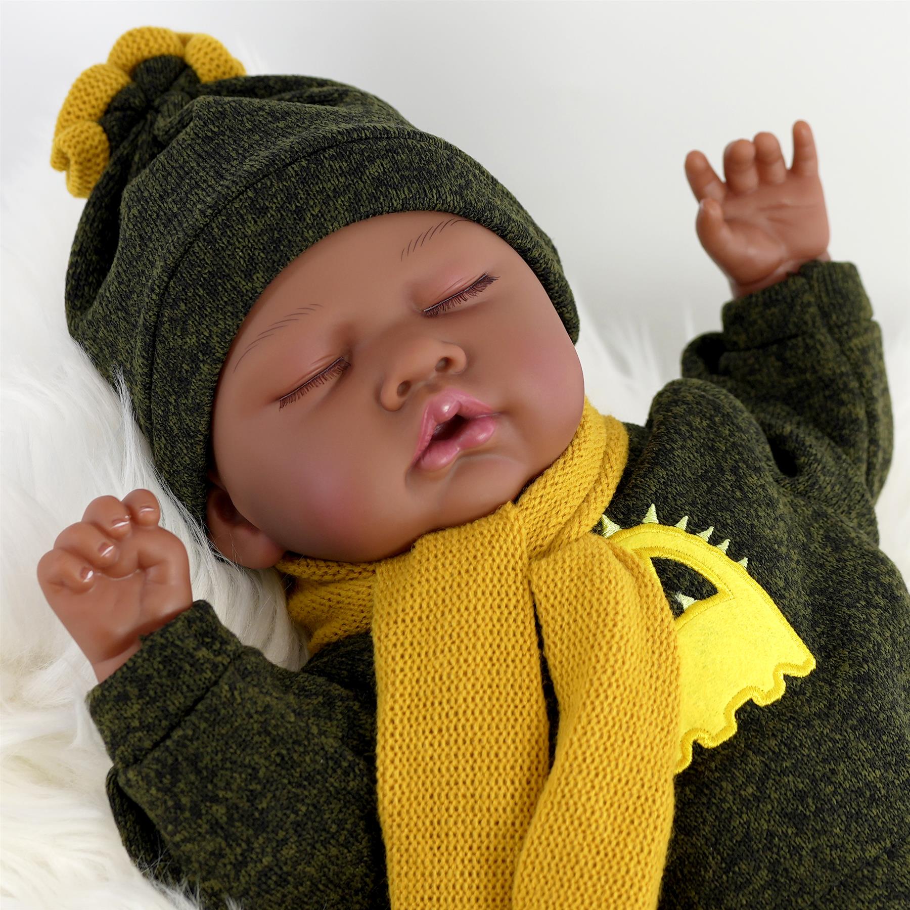 BiBi Doll BiBi Black Doll Reborn Ethnic Sleeping Boy "Glorio" (50 cm / 20")