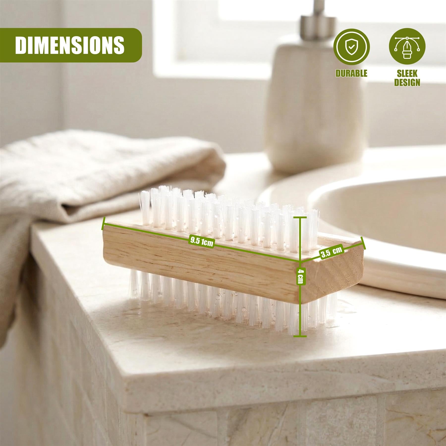 Wooden Double Sided Nail Brushes with Firm Bristles