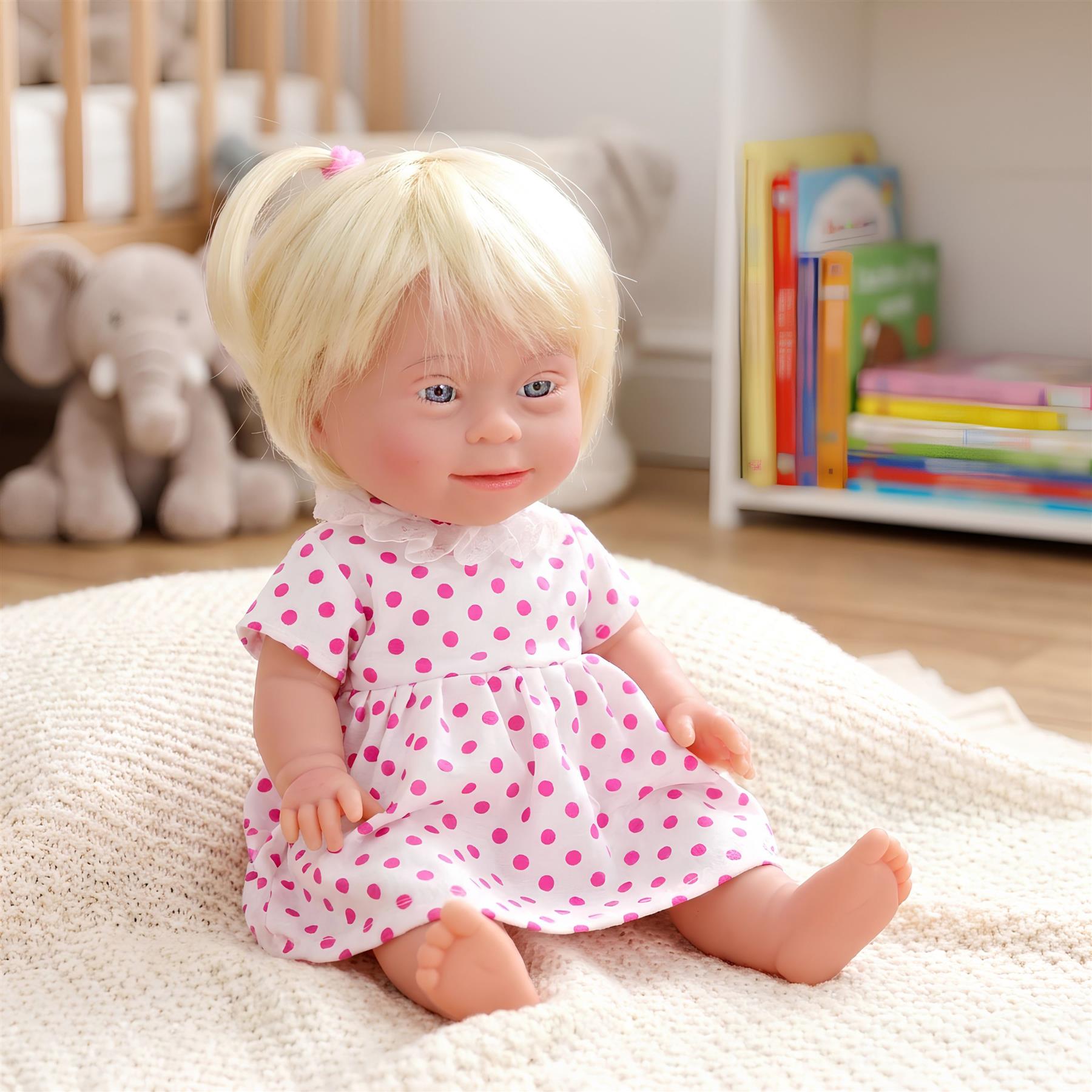 BiBi Doll Down Syndrome Girl - Blonde Hair (36 cm / 14")